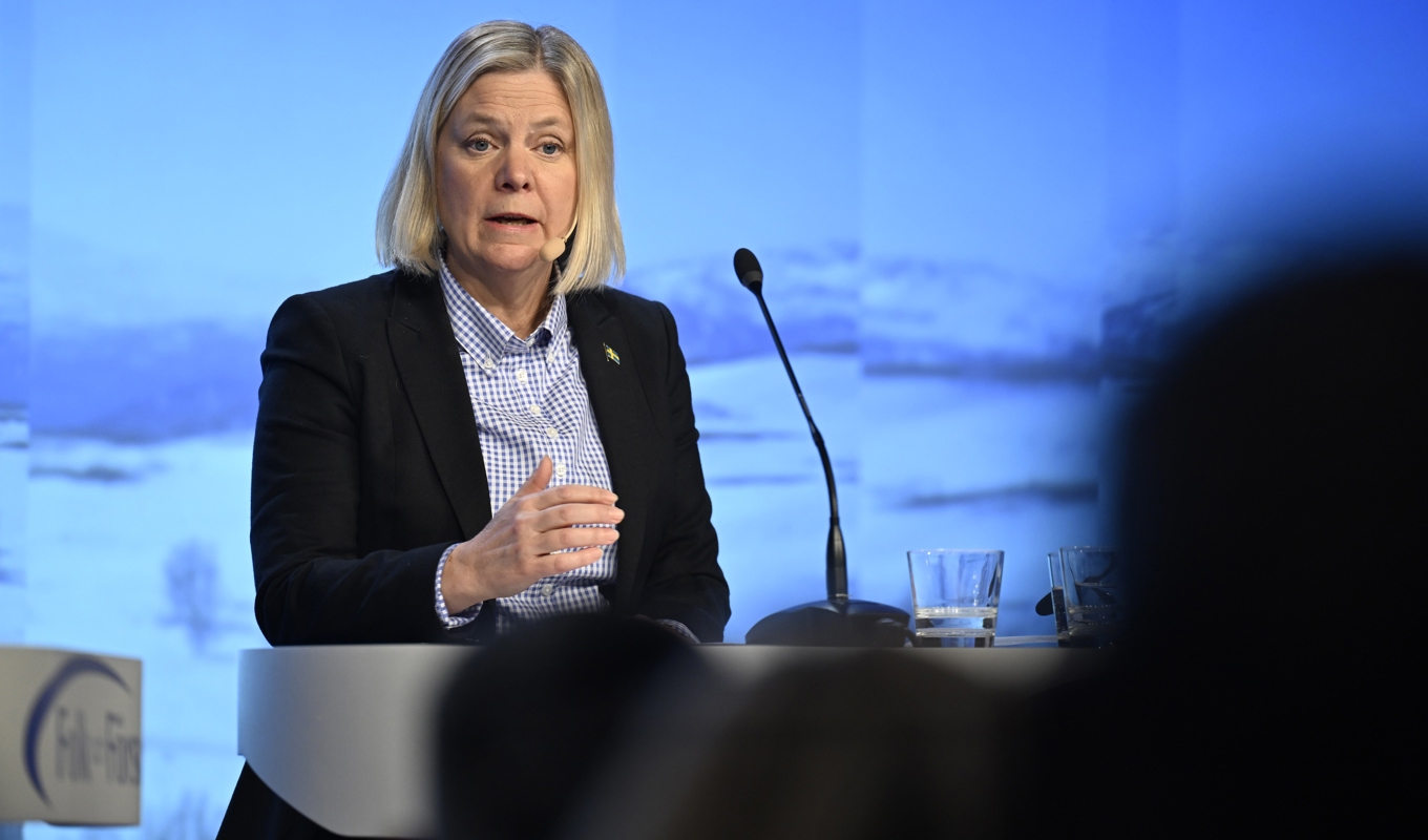 Socialdemokraternas partiledare Magdalena Andersson på Folk och försvars rikskonferens i Sälen. Arkivbild. Foto: Pontus Lundahl/TT