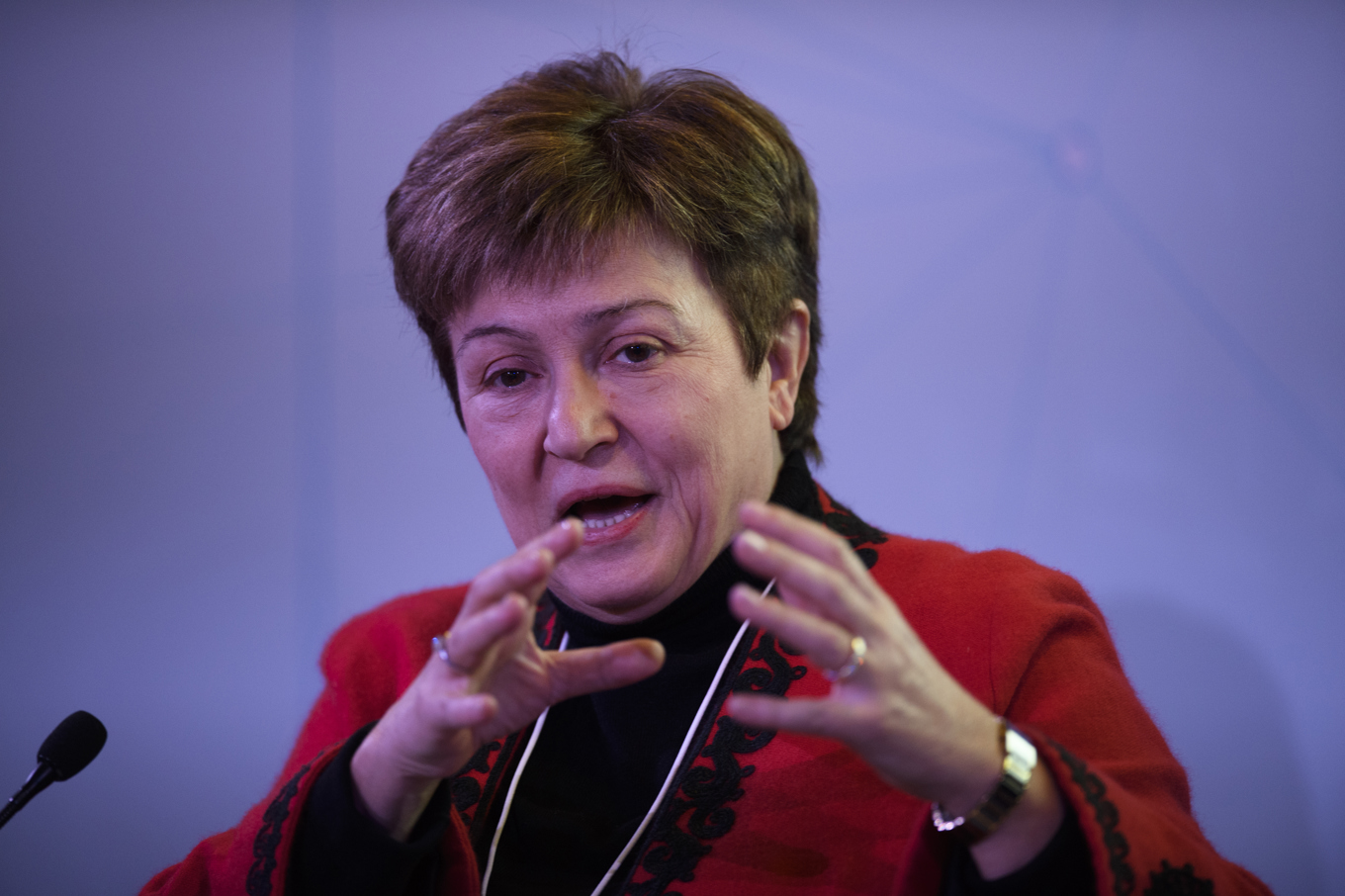 IMF-chefen Kristalina Georgieva antyder att den globala tillväxtprognosen för 2024 kan behöva höjas en aning. Arkivbild Foto: Gian Ehrenzeller AP/TT