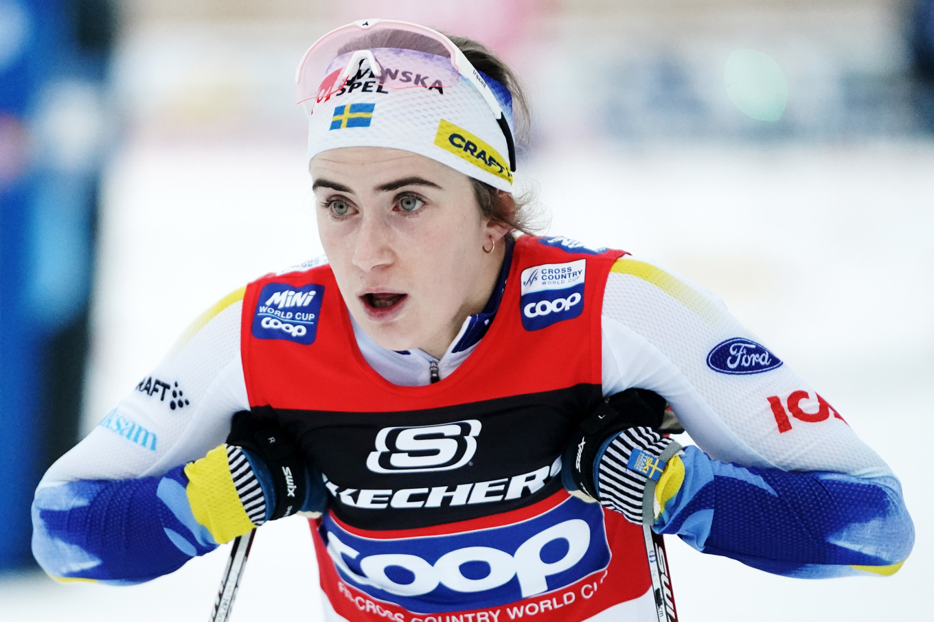 Ebba Andersson är tillbaka efter att ha brutit Tour de Ski tidigare denna månad. Arkivbild. Foto: Terje Pedersen/NTB/TT
