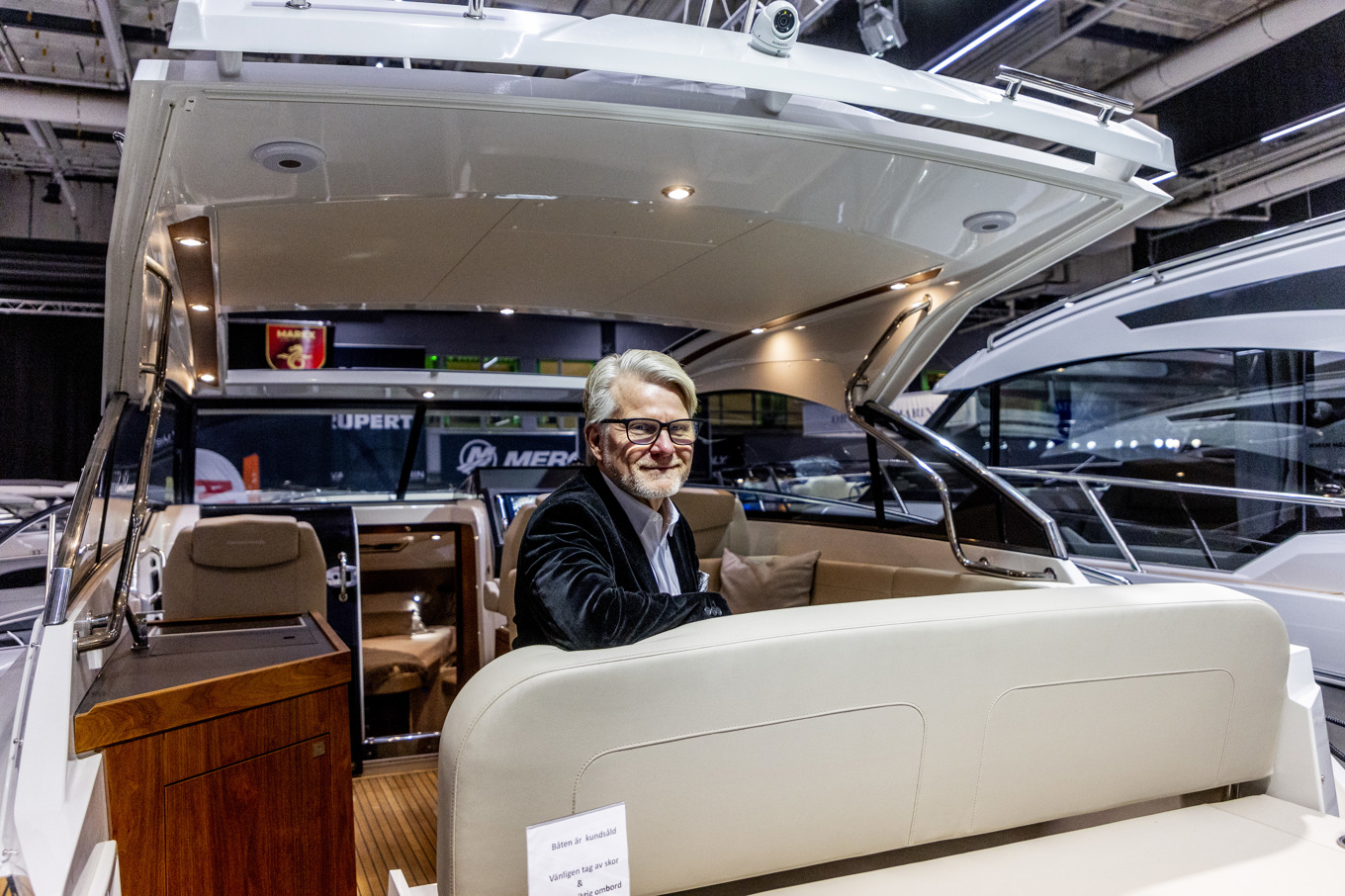 Mats Eriksson, vd för branschorganisationen Sweboat, på båtmässan i Göteborg. Foto: ADAM IHSE / TT