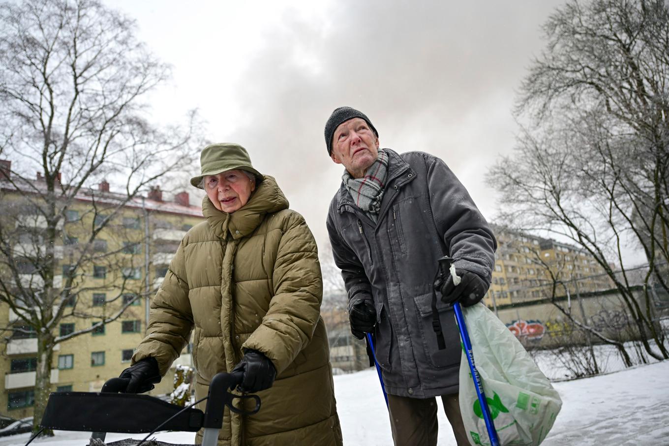Etel och Carl-Otto Carlsson blev vittnen till hur branden började – precis utanför köksfönstret. Foto: Björn Larsson Rosvall/TT