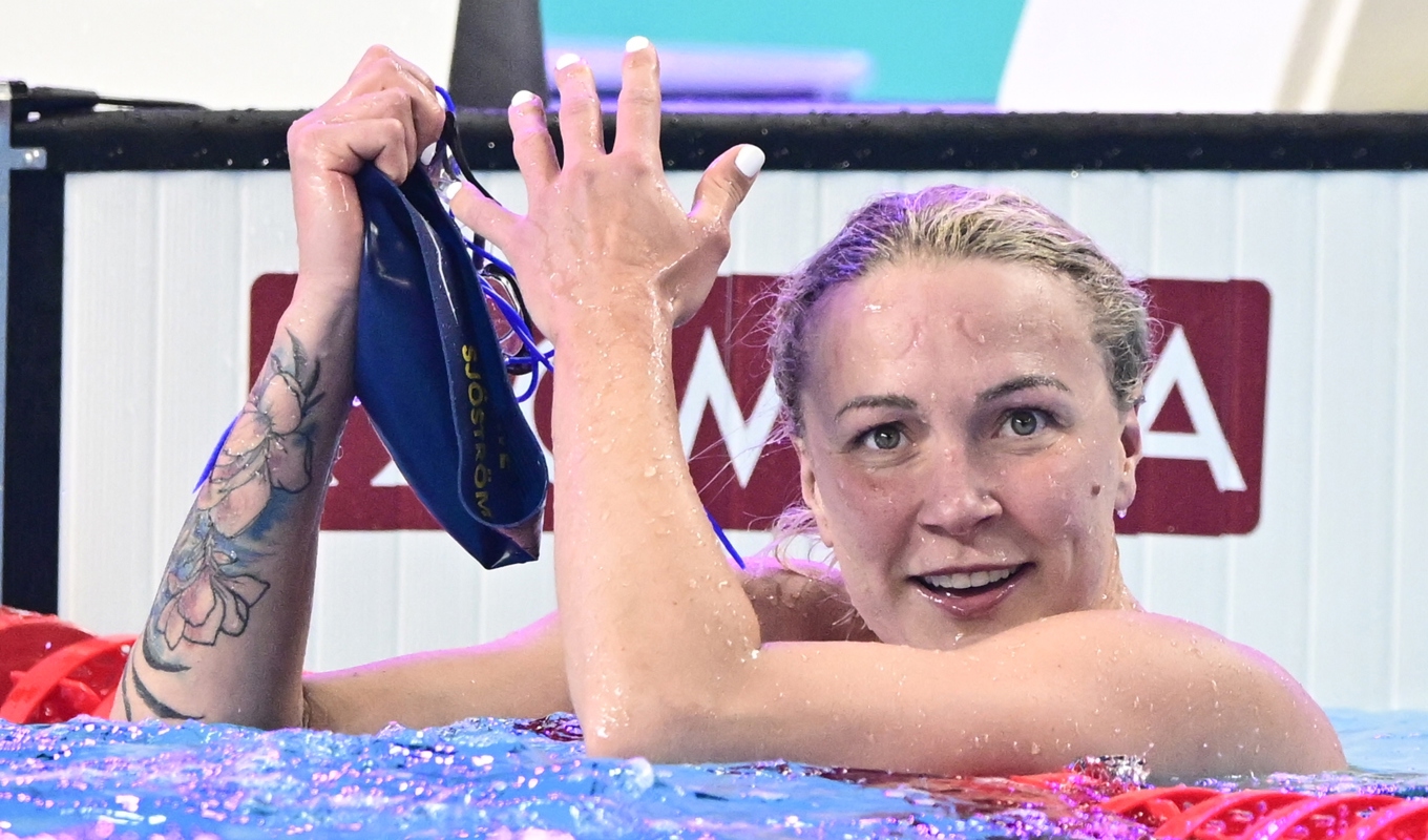 Sarah Sjöström tog sitt andra guld i sim-VM i Doha, Qatar. Foto: Jonas Ekströmer/TT