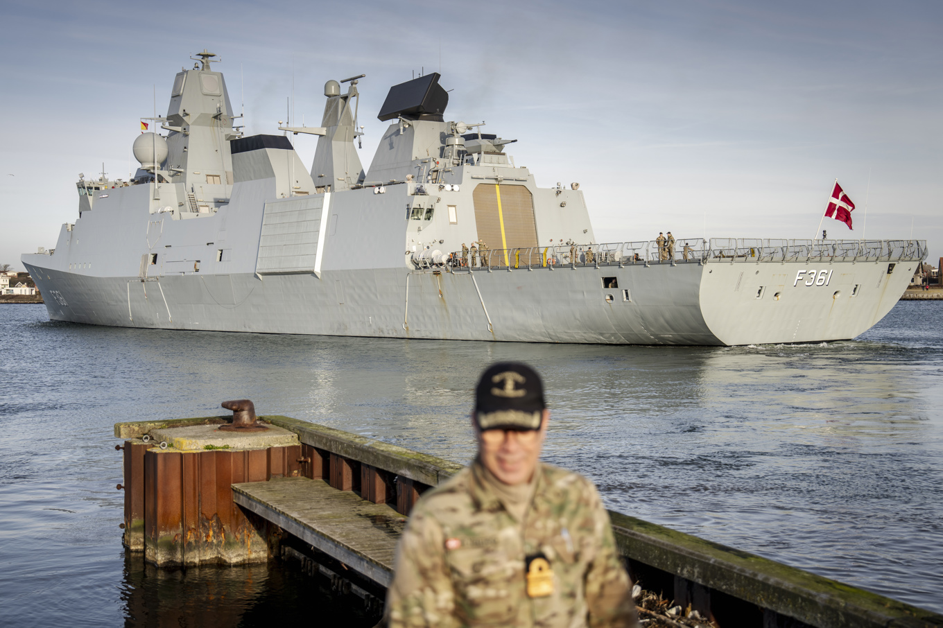 Danska fregatten Iver Huitfeldt, här fotograferad vid avfärd från Danmark i januari. Foto: Mads Claus Rasmussen/Ritzau Scanpix/TT