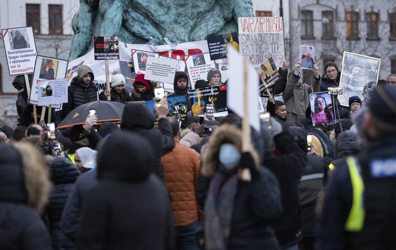 Under 2022 demonstrerade partiet Nyans demonstrerade mot Socialtjänsten och tillämpningen av LVU i Malmö. Arkivbild. Foto: Johan Nilsson/TT