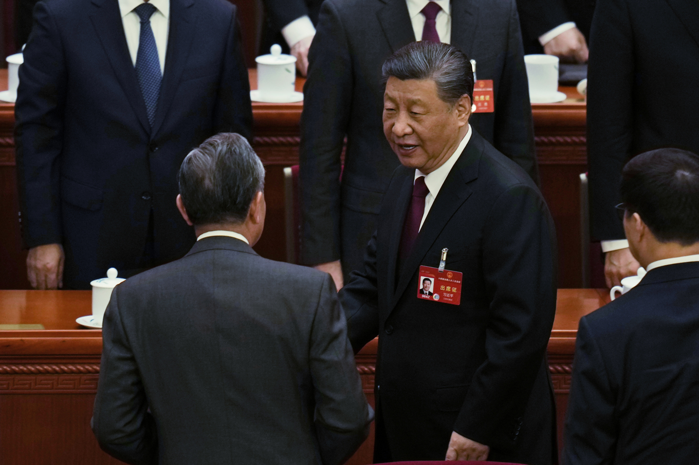 Politiskt toppmöte i Kina i veckan. Landets president Xi Jinping står inför flera utmaningar. Foto: Ng Han Guan/AP/TT