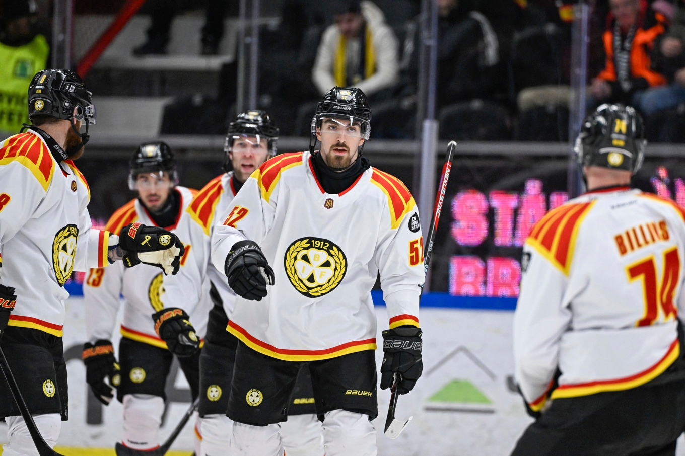 Brynäs vann den första semifinalen mot Karlskoga i det hockeyallsvenska slutspelet. Arkivbild. Foto: Pontus Lundahl/TT