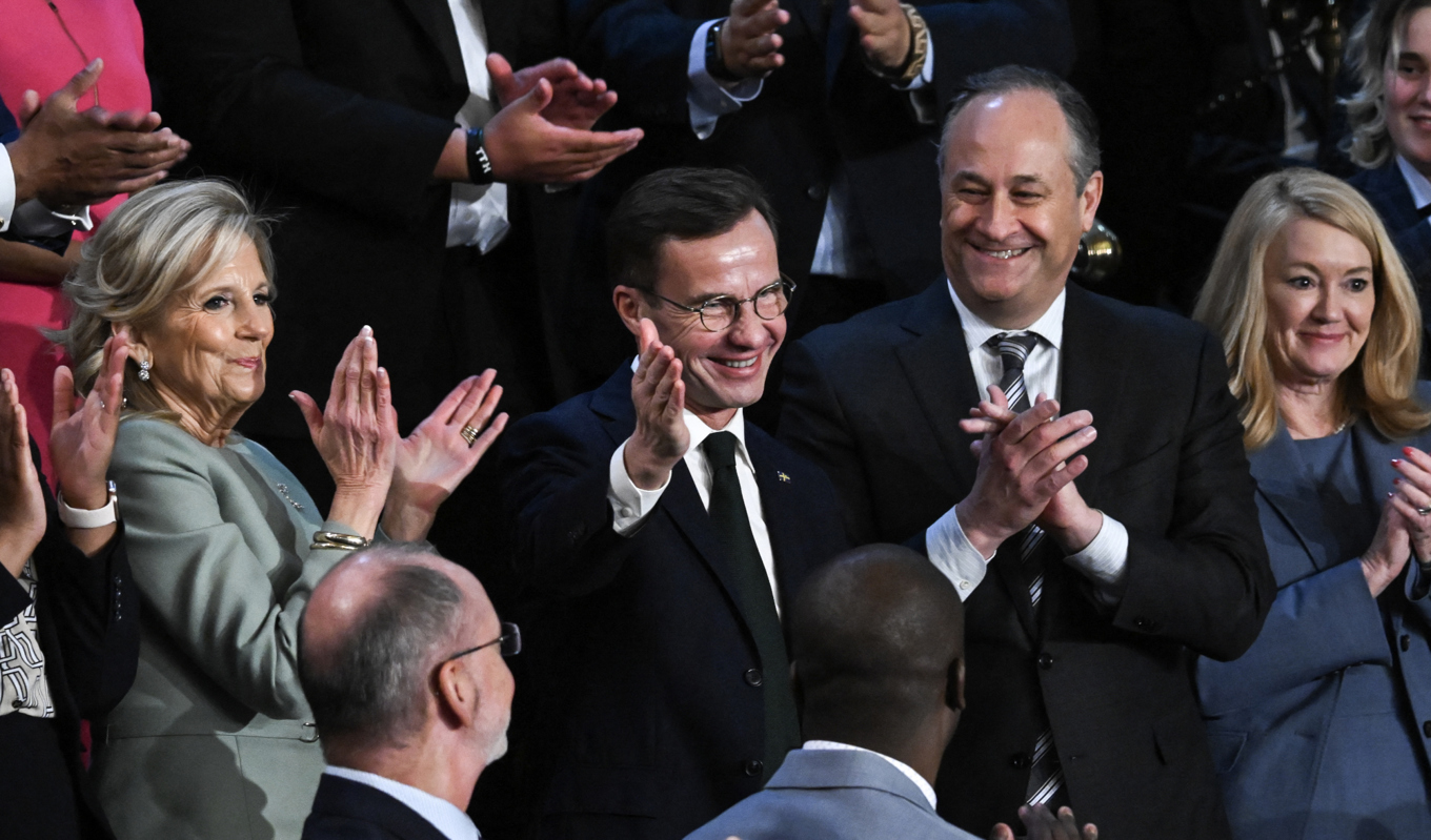 Det blev ett varmt mottagande för Ulf Kristersson i USA. Foto: ANDREW CABALLERO-REYNOLDS/AFP via Getty Images