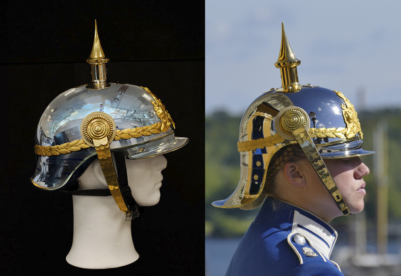 Den nya hjälmen (till vänster) är något större än den gamla för att ge samma skydd som en vanlig ridhjälm. Foto: Leif Blom/TT, Svecon/Försvarsmakten