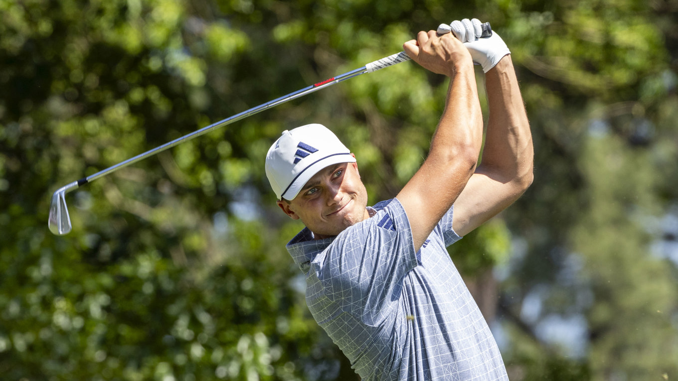 Ludvig Åberg under slutrundan på Augusta. Foto: Christer Höglund/TT