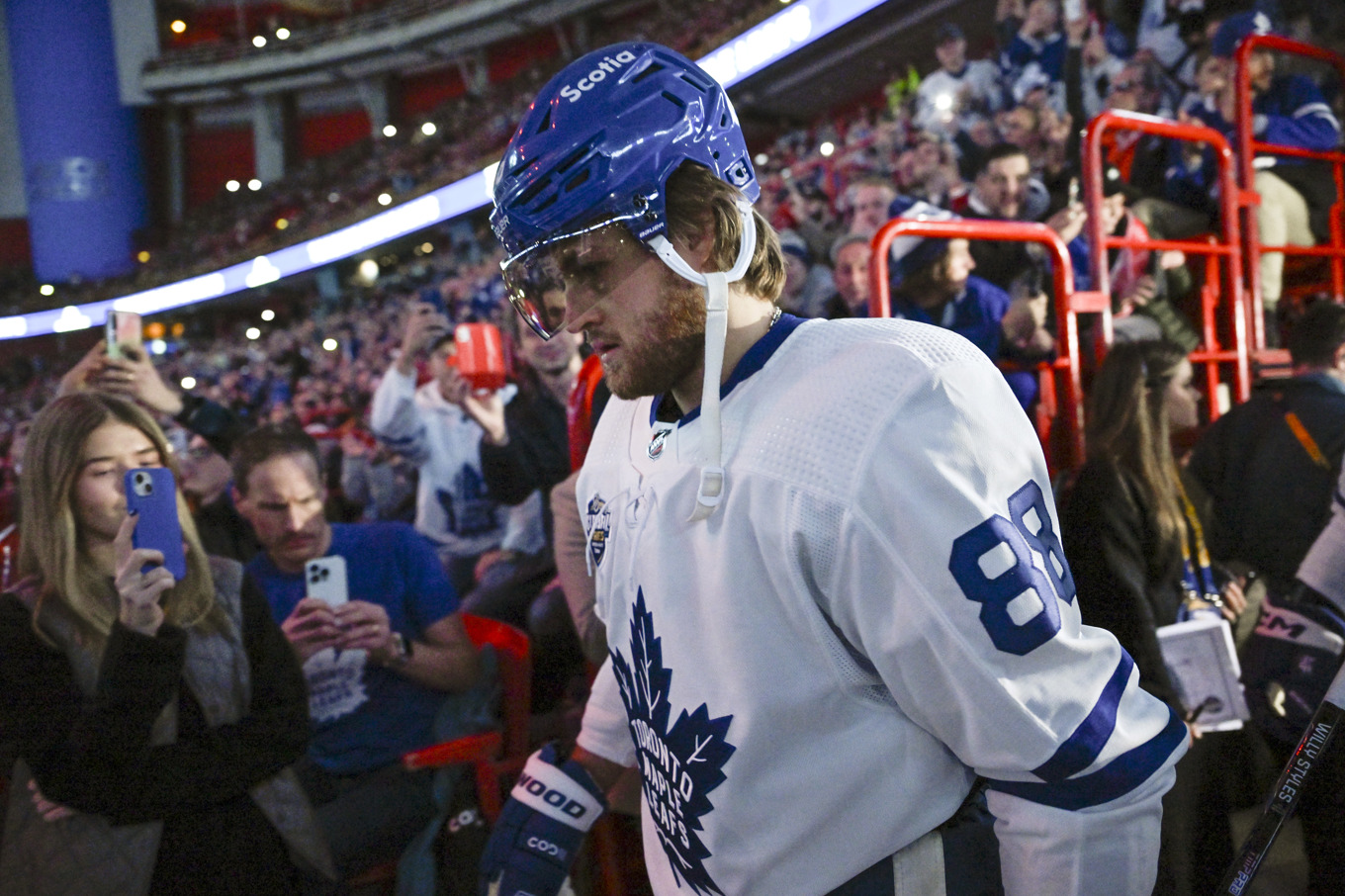Torontos William Nylander har inte spelat i de två första slutspelsmatcherna mot Boston. Arkivbild. Foto: Henrik Montgomery/TT