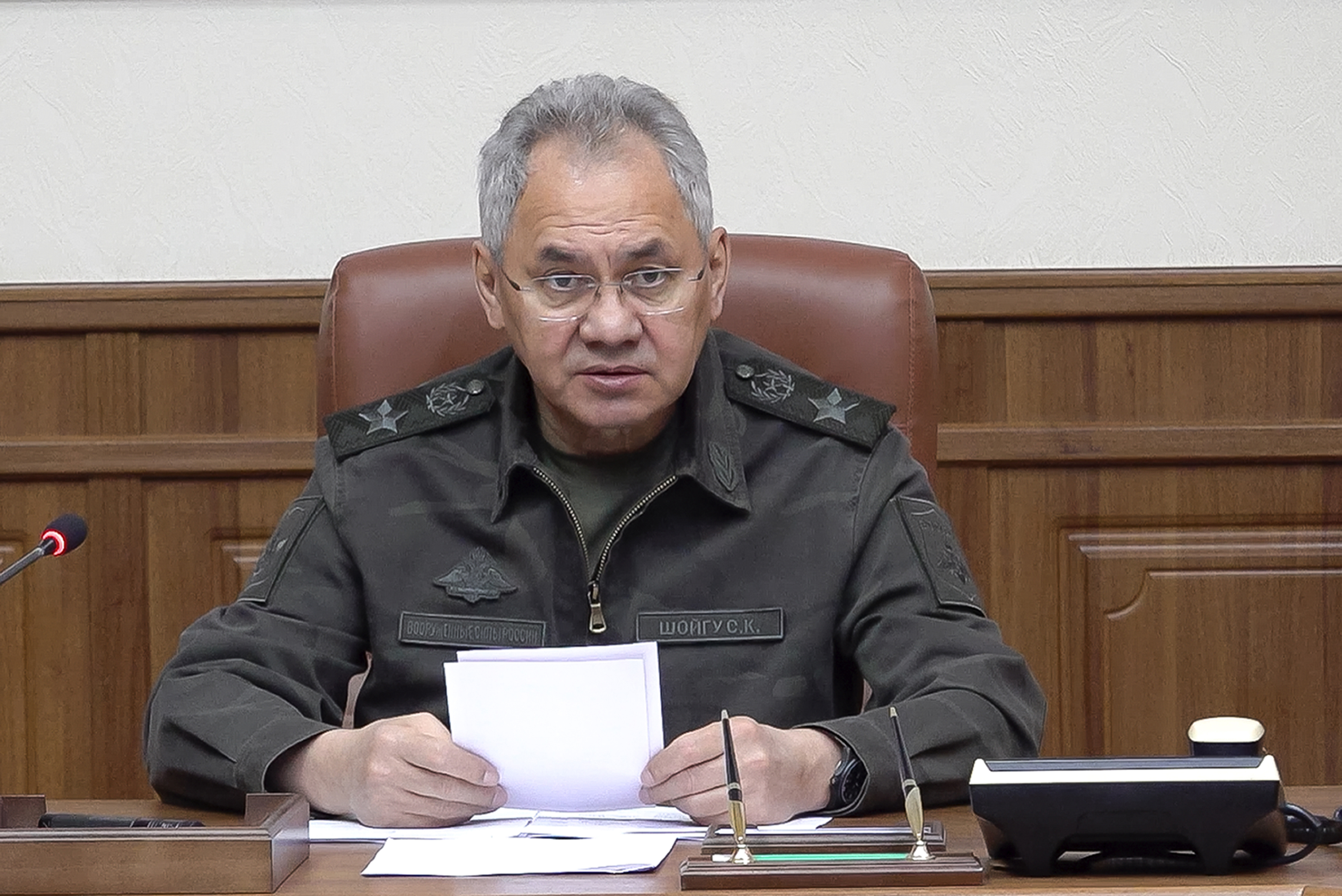 Putin vill att landets försvarsminister Sergej Sjojgu byts ut. Arkivbild. Foto: Rysslands försvarsdepartements presstjänst via AP/TT