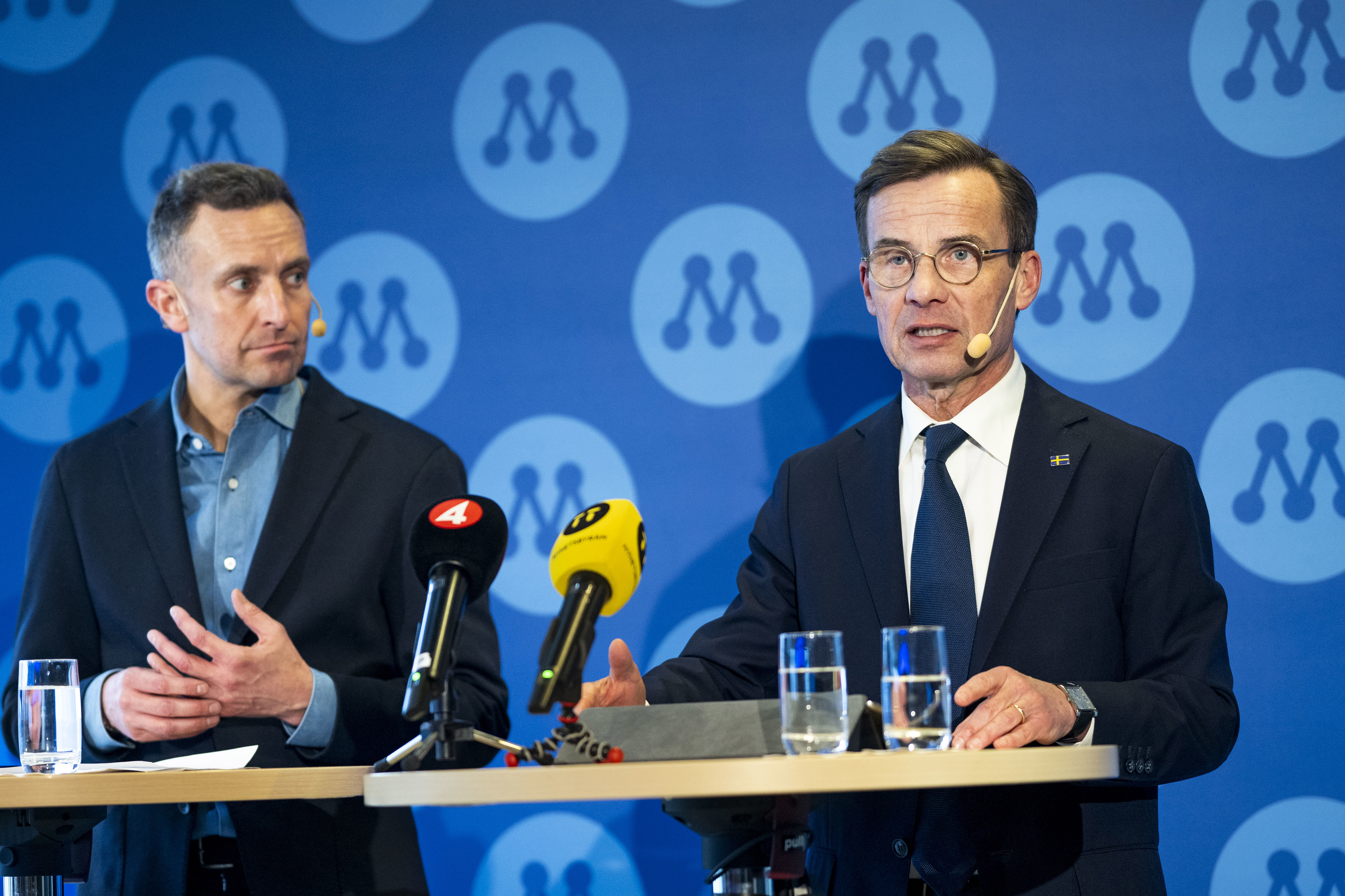 Europaparlamentariker Tomas Tobé och M-ledaren, statsminister Ulf Kristersson. Arkivbild. Foto: Pontus Lundahl/TT