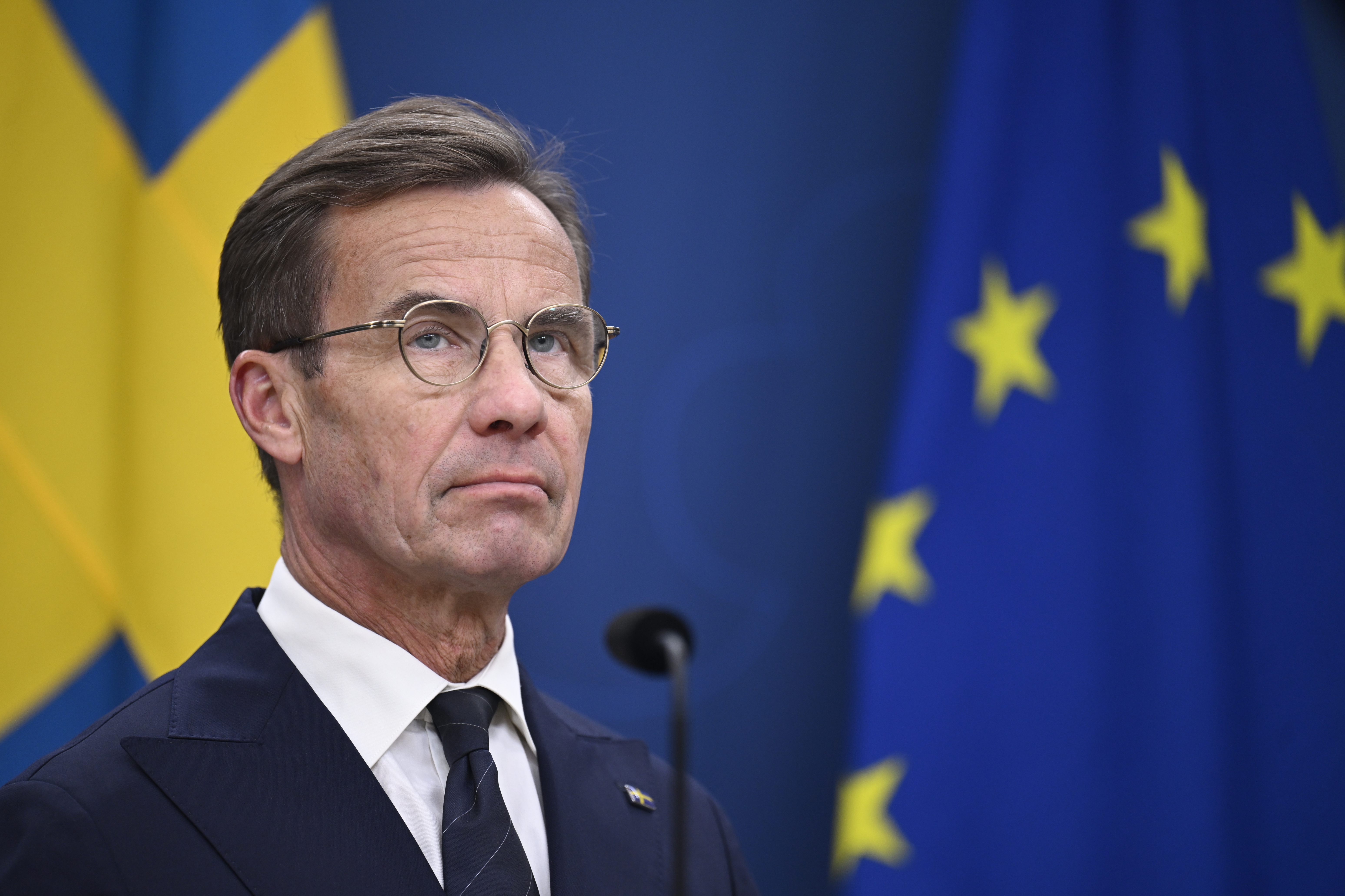 Statsminister Ulf Kristersson (M) ska diskutera toppjobben inom EU med andra regeringschefer på måndag. Arkivbild. Foto: Pontus Lundahl/TT