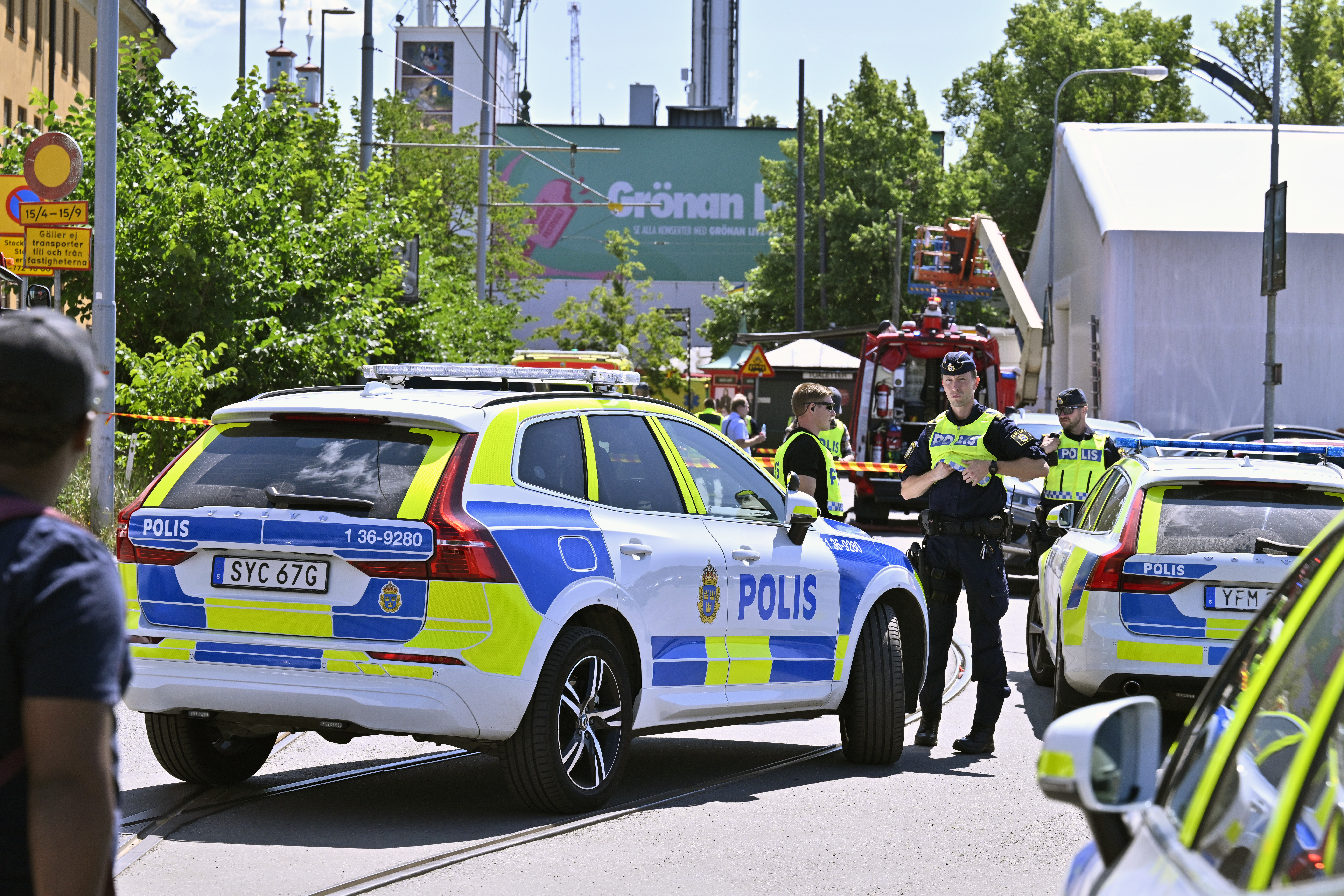 Polis på plats efter olyckan på Gröna Lund förra sommaren. Foto: Claudio Bresciani/TT
