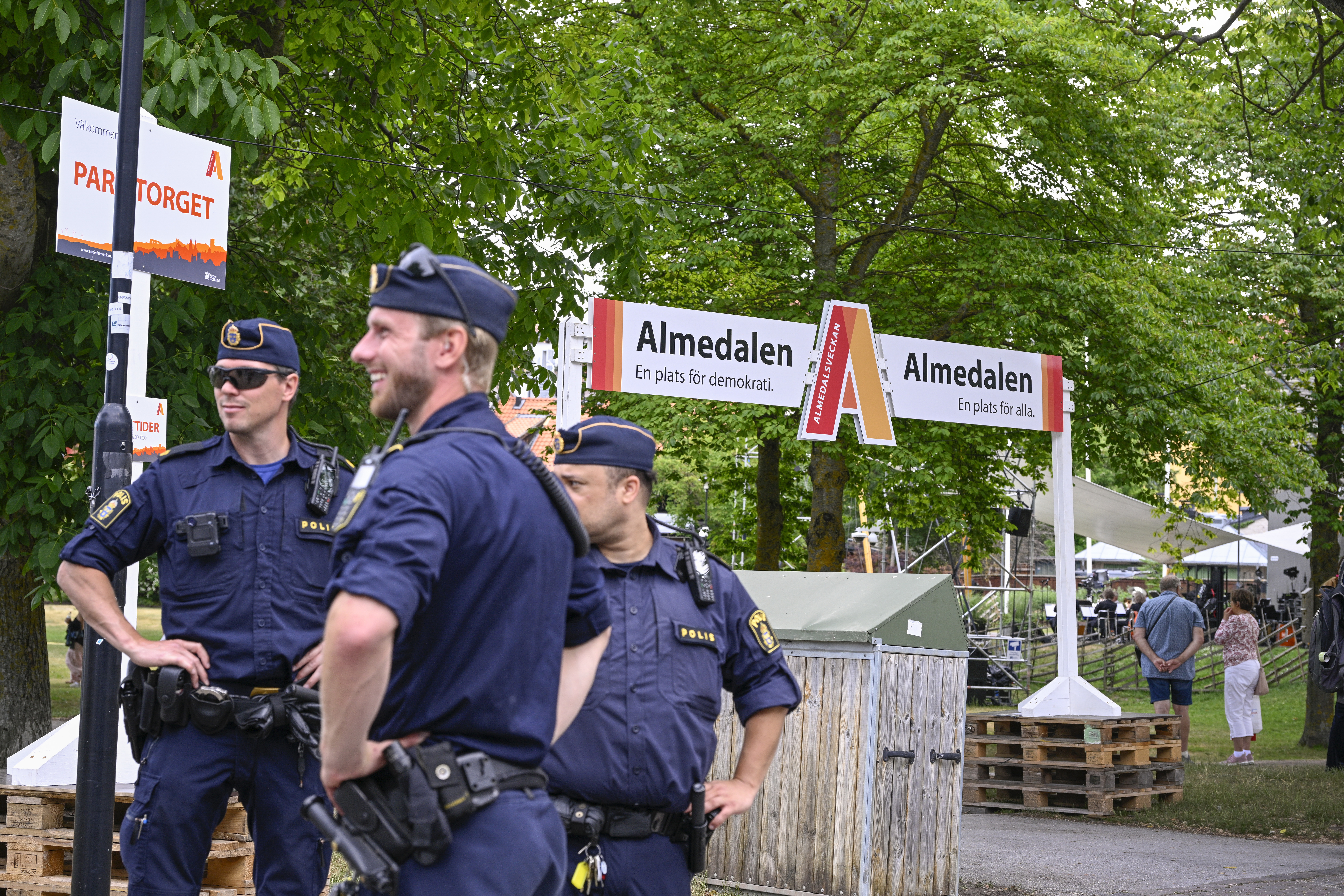 Polisen på plats när Almedalsveckan 2023 inleddes i Visby på Gotland. Arkivbild. Foto: Anders Wiklund/TT