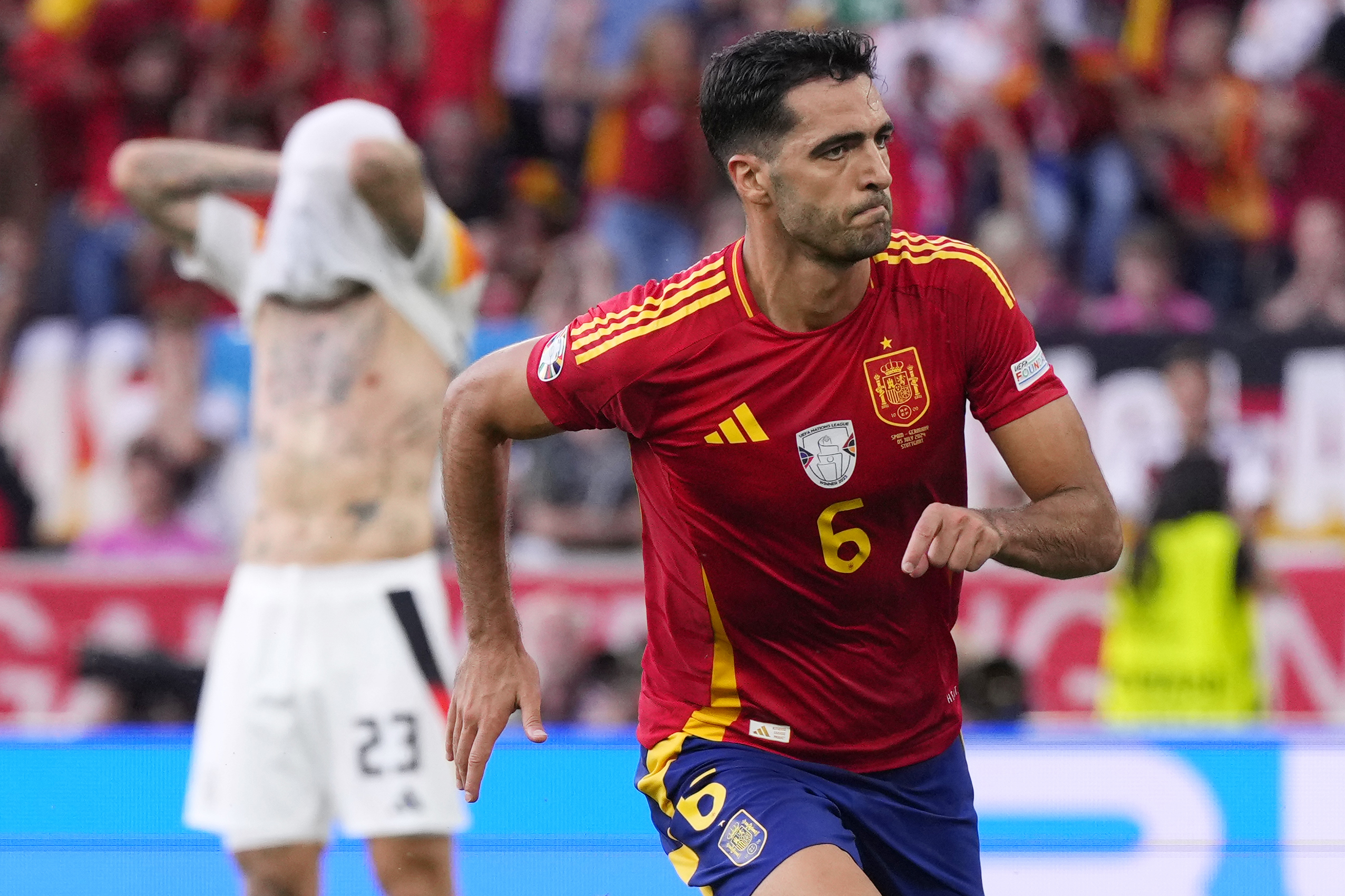 Mikel Merino avgjorde för Spanien i förlängningen i kvartsfinalen mot Tyskland. Foto: Manu Fernandez/AP/TT
