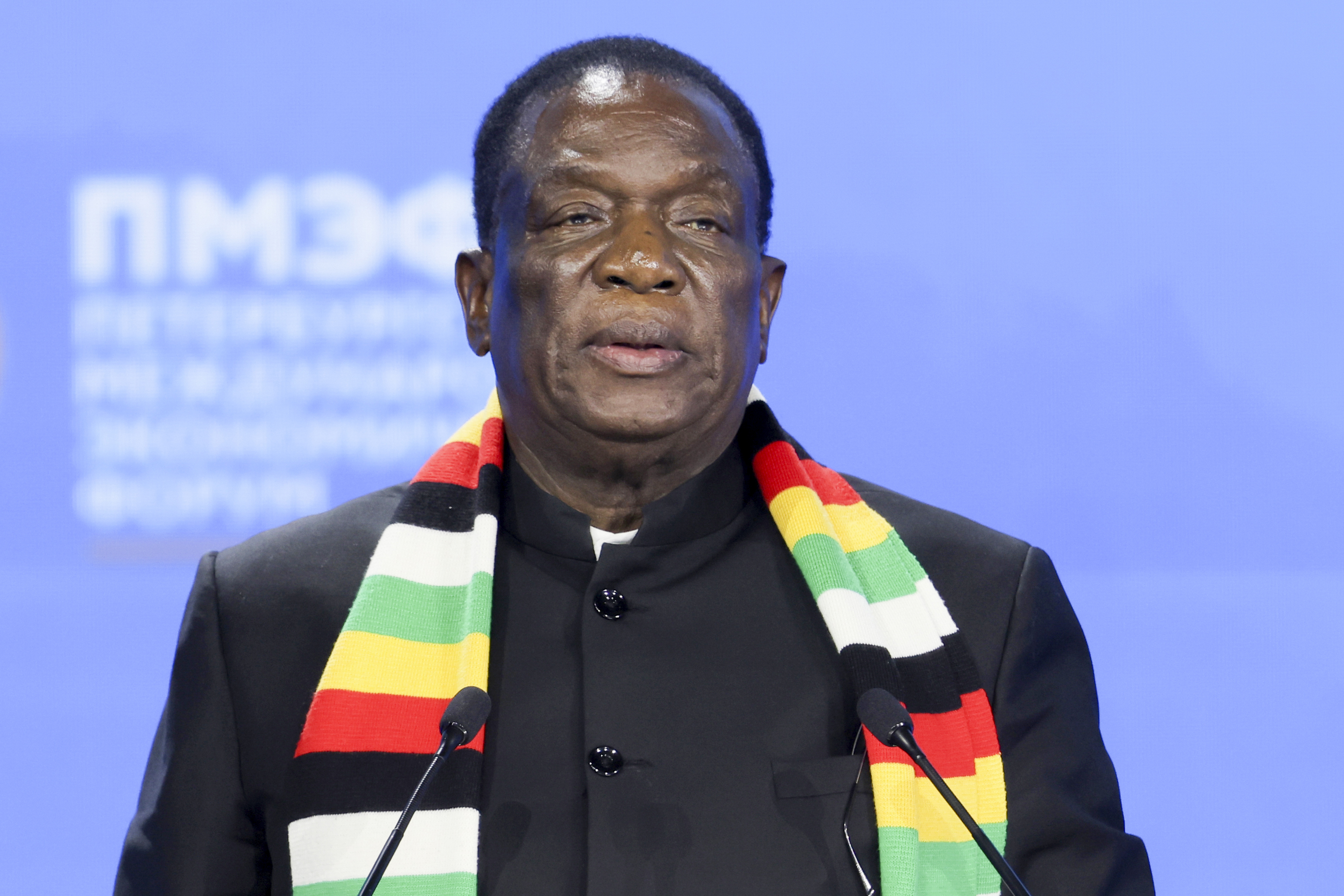 Zimbabwes president Emmerson Mnangagwa. Arkivbild Foto: Anton Vaganov/AP/TT