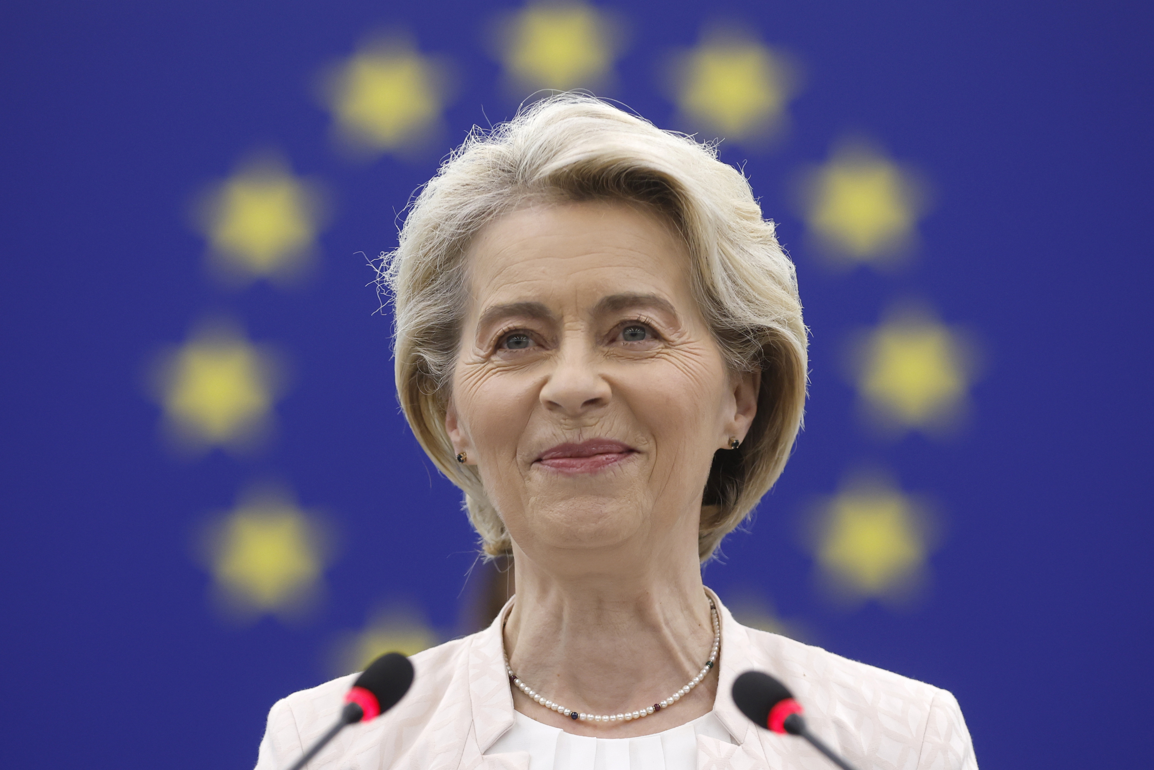 Ursula von der Leyen har valts som ordförande i EU-kommissionen för ytterligare fem år. Foto: Jean-Francois Badias/AP/TT