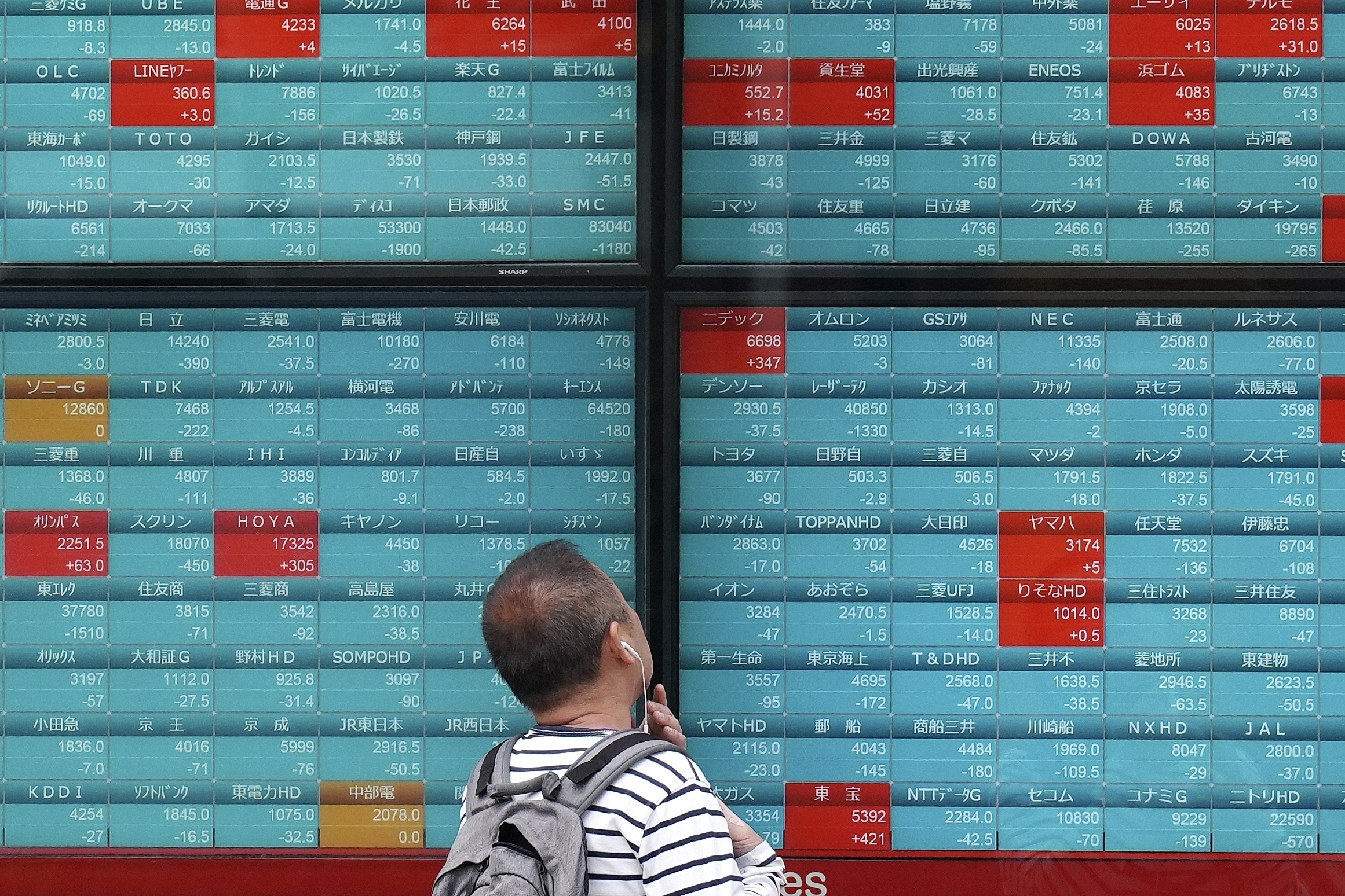 Det var breda nedgångar på Asienbörser i den inledande tisdagshandeln. Arkivbild. Foto: Eugene Hoshiko/AP/TT