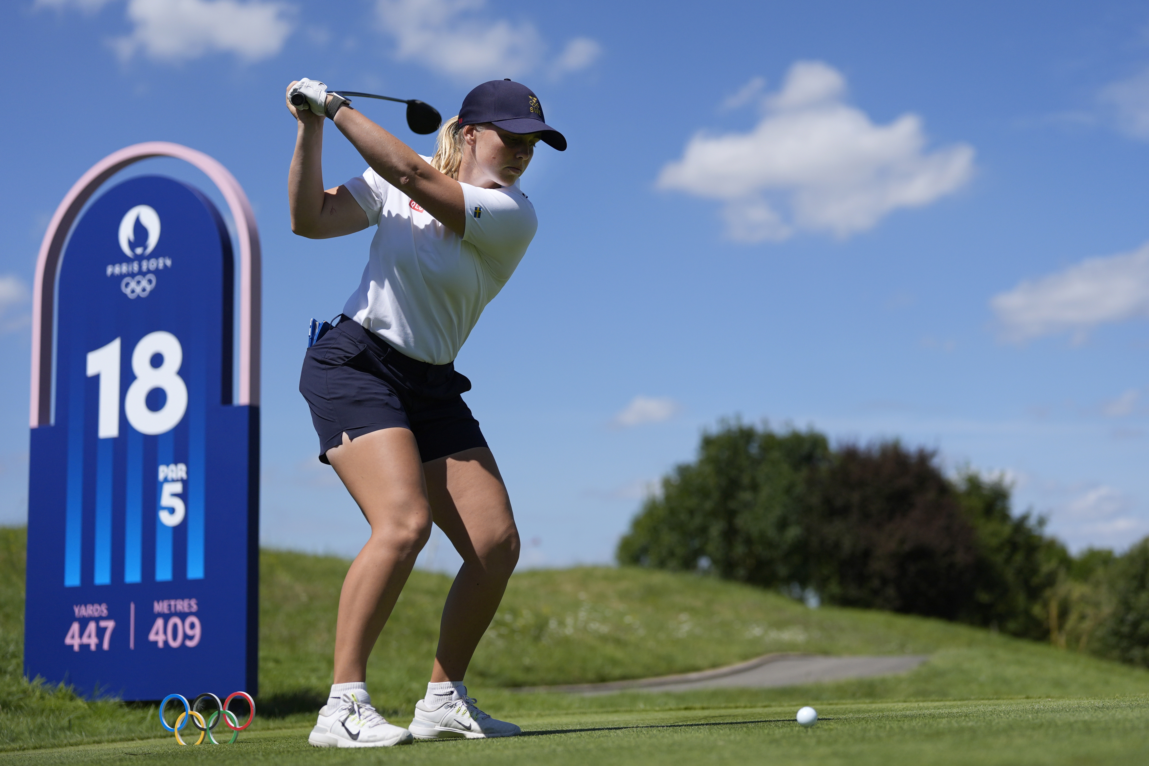 Maja Stark ligger på par efter två dagars spel i golfens OS-turnering på Le Golf National. Foto: George Walker IV/AP/TT