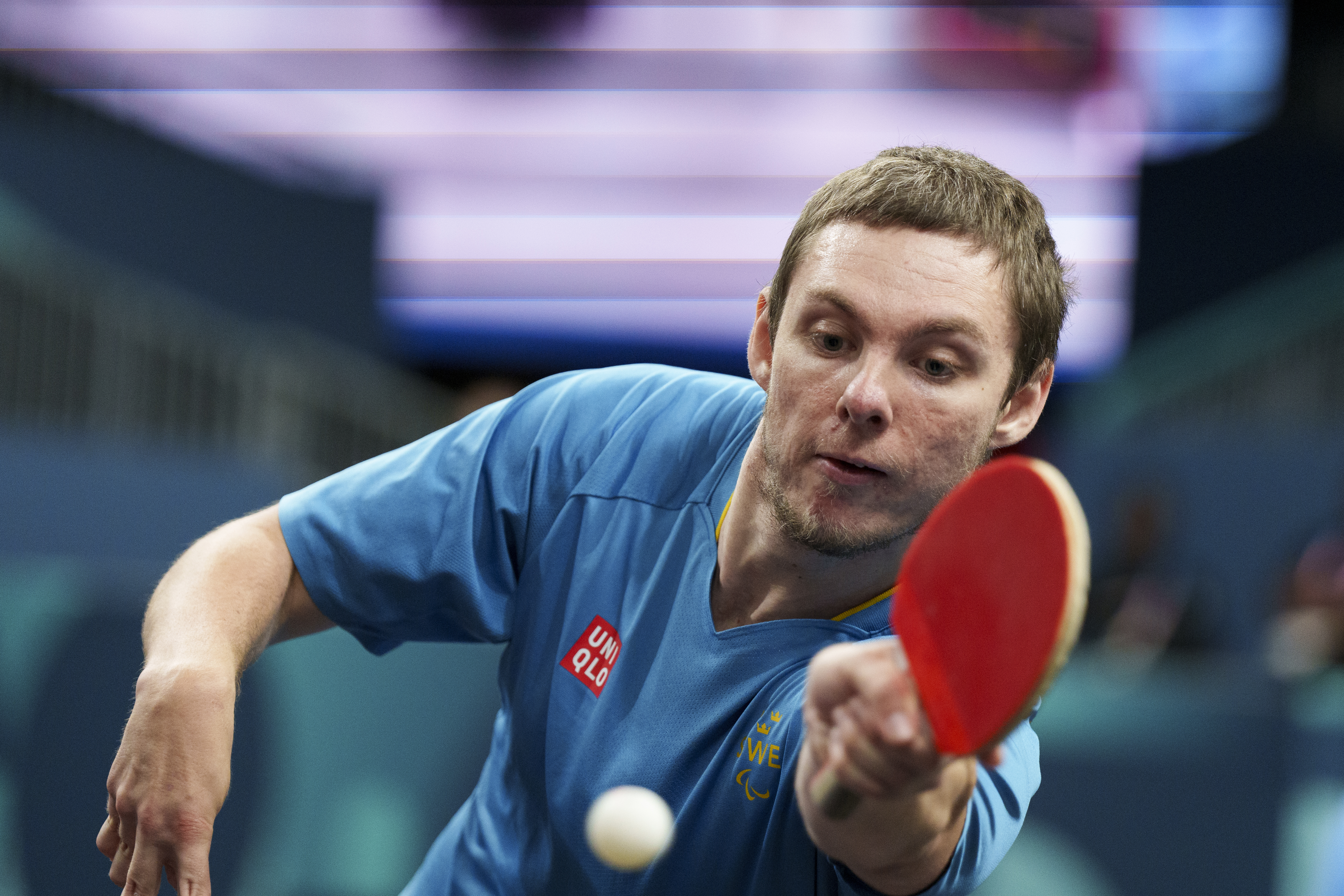 Jonas Hansson, här i en tidigare match, föll i kvartsfinalen. Foto: Oscar Olsson / Sveriges Paralympiska Kommitté