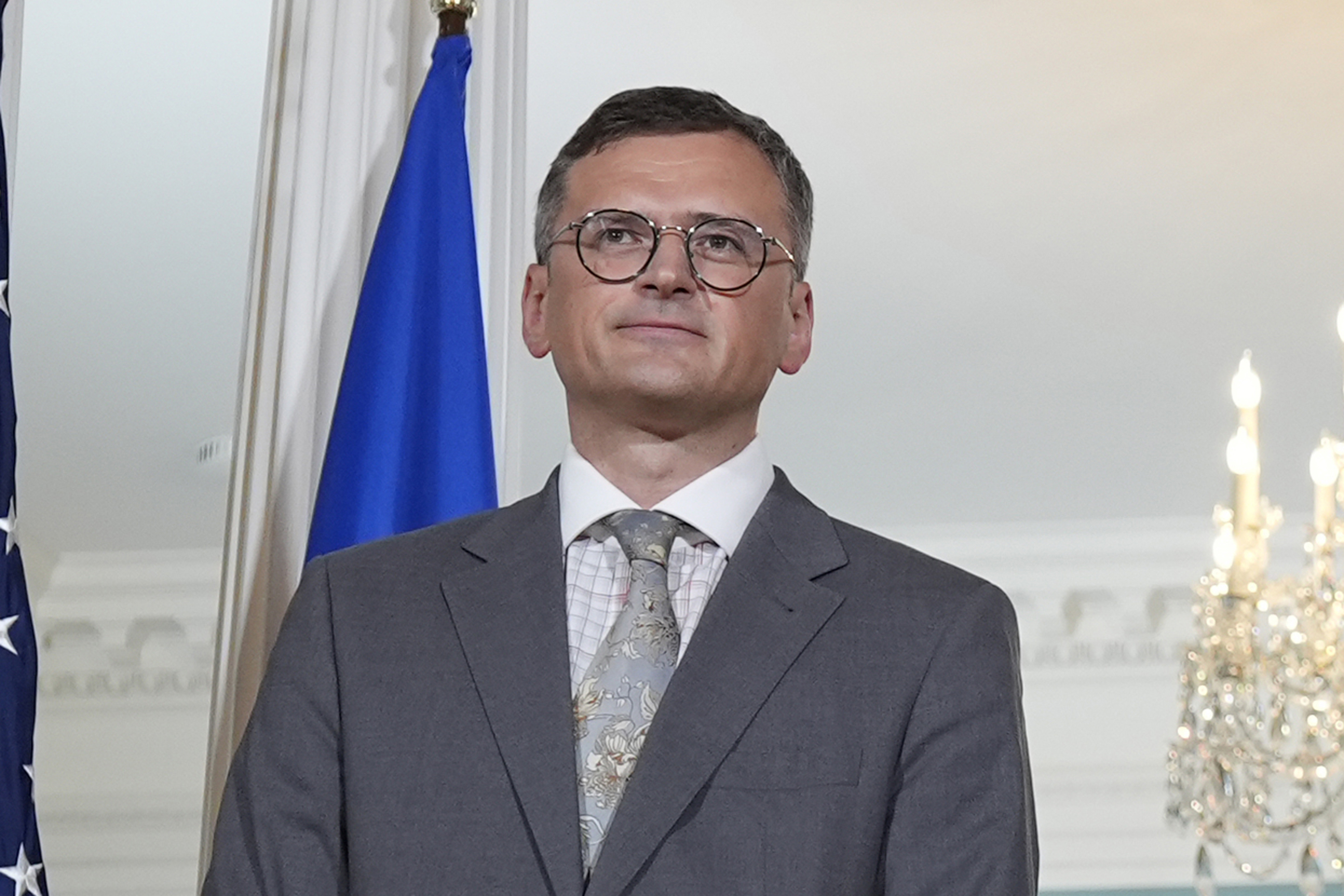 Avgående Dmytro Kuleba under ett möte med amerikanske kollegan Antony Blinken i Washington i juli. Foto: Stephanie Scarbrough/AP/TT