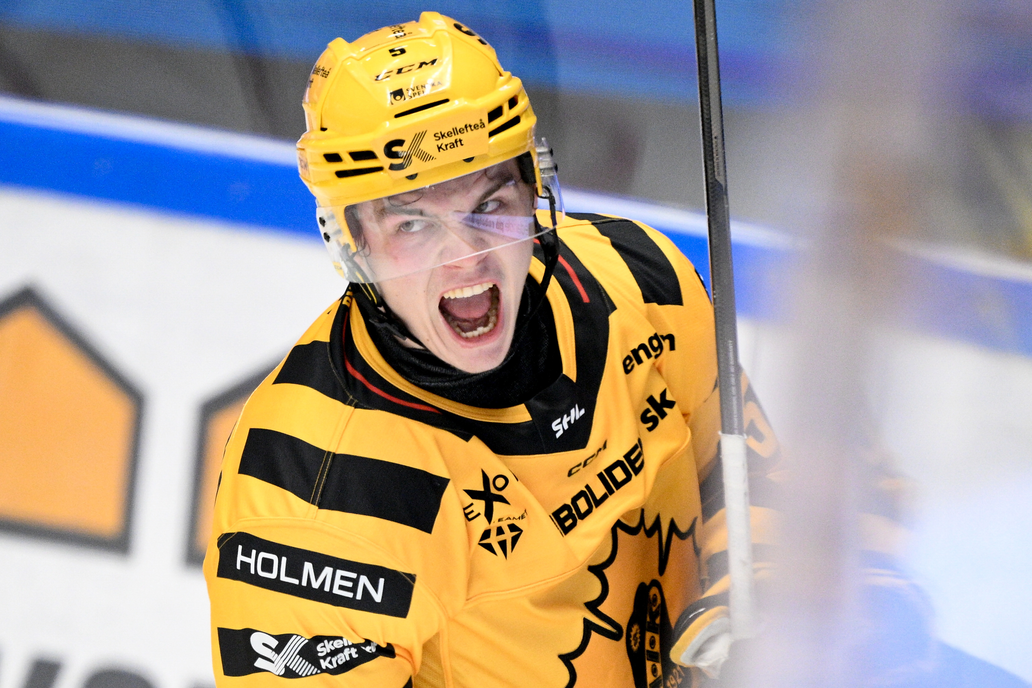 Axel Sandin Pellikka jublar efter sitt 2–0-mål. Foto: Mikael Fritzon/TT