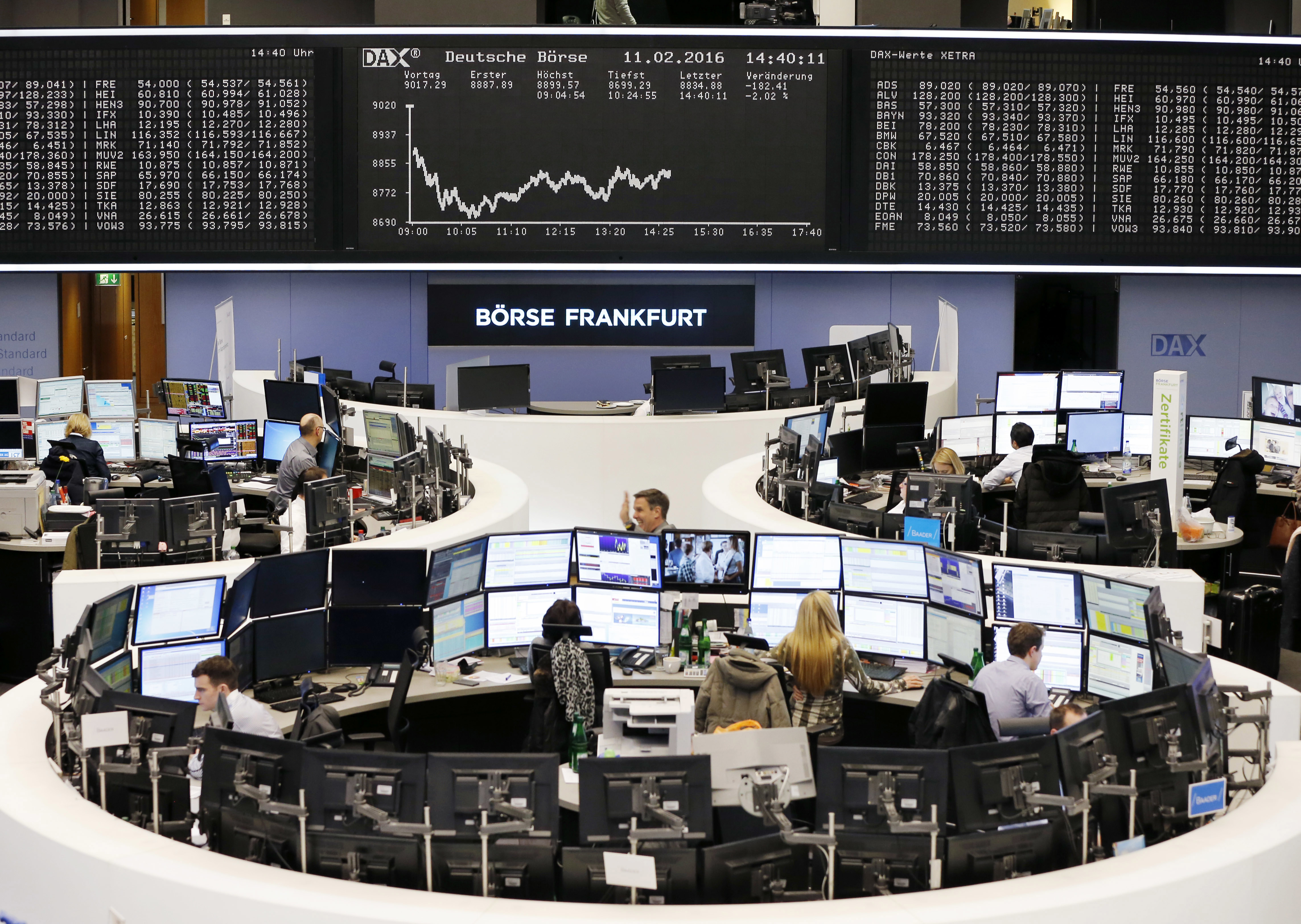 Frankfurtbörsen är en av Europas ledande finansmarknader. Arkivbild Foto: Michael Probst AP/TT