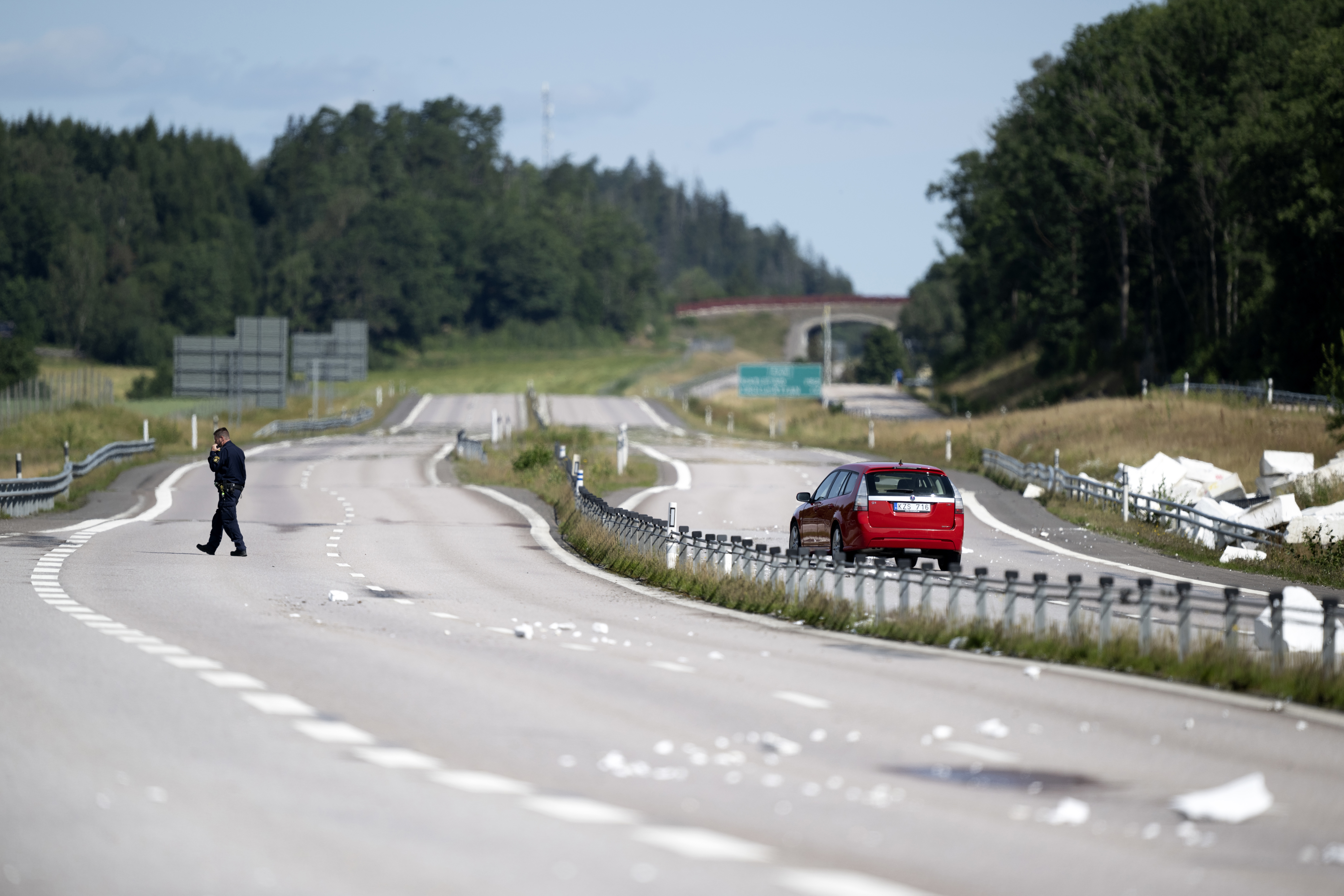 E45 i höjd med Lilla Edet skadades i samband med ett skyfall i somras. Arkivbild. Foto: Björn Larsson Rosvall/TT