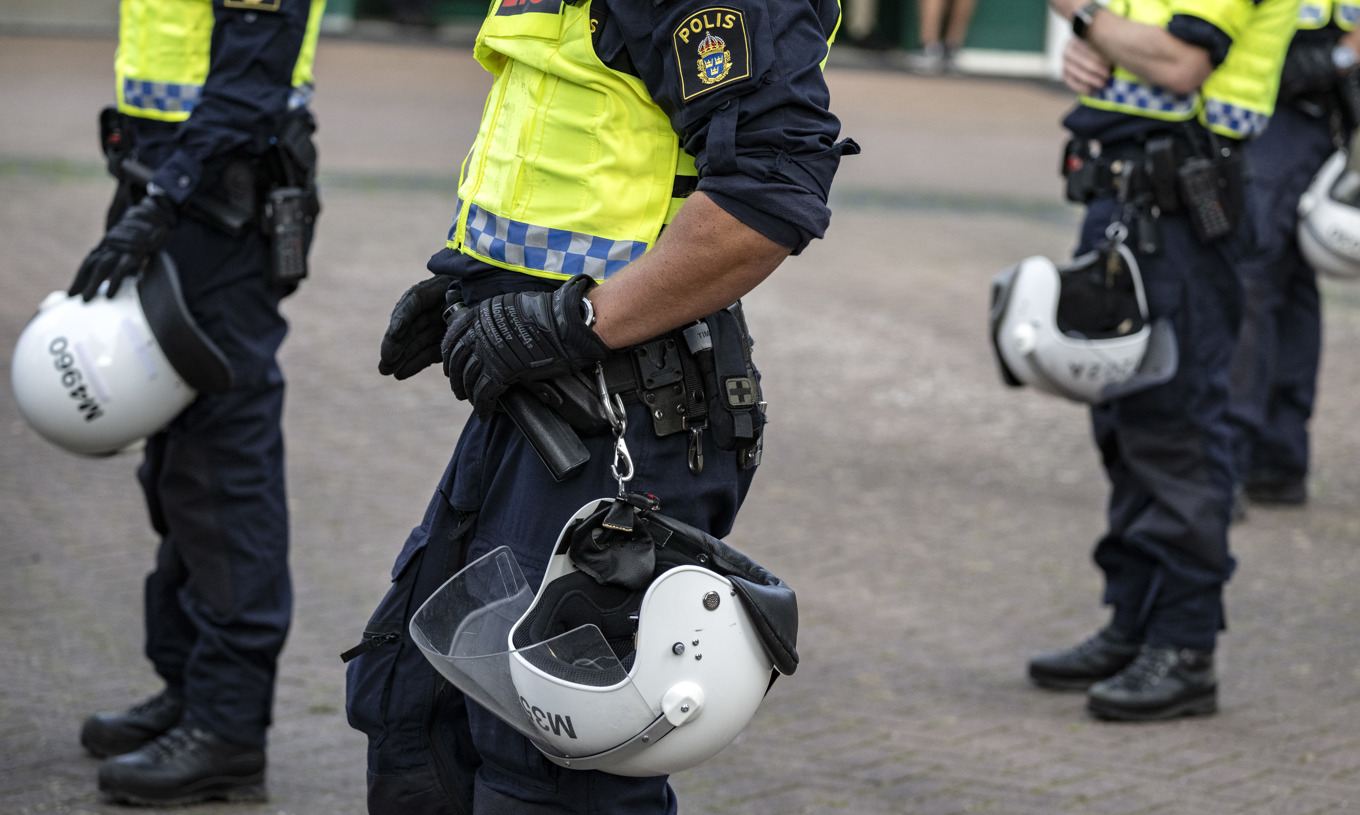 Polis på plats vid en allmän sammankomst i Malmö. Arkivbild. Foto: Johan Nilsson/TT