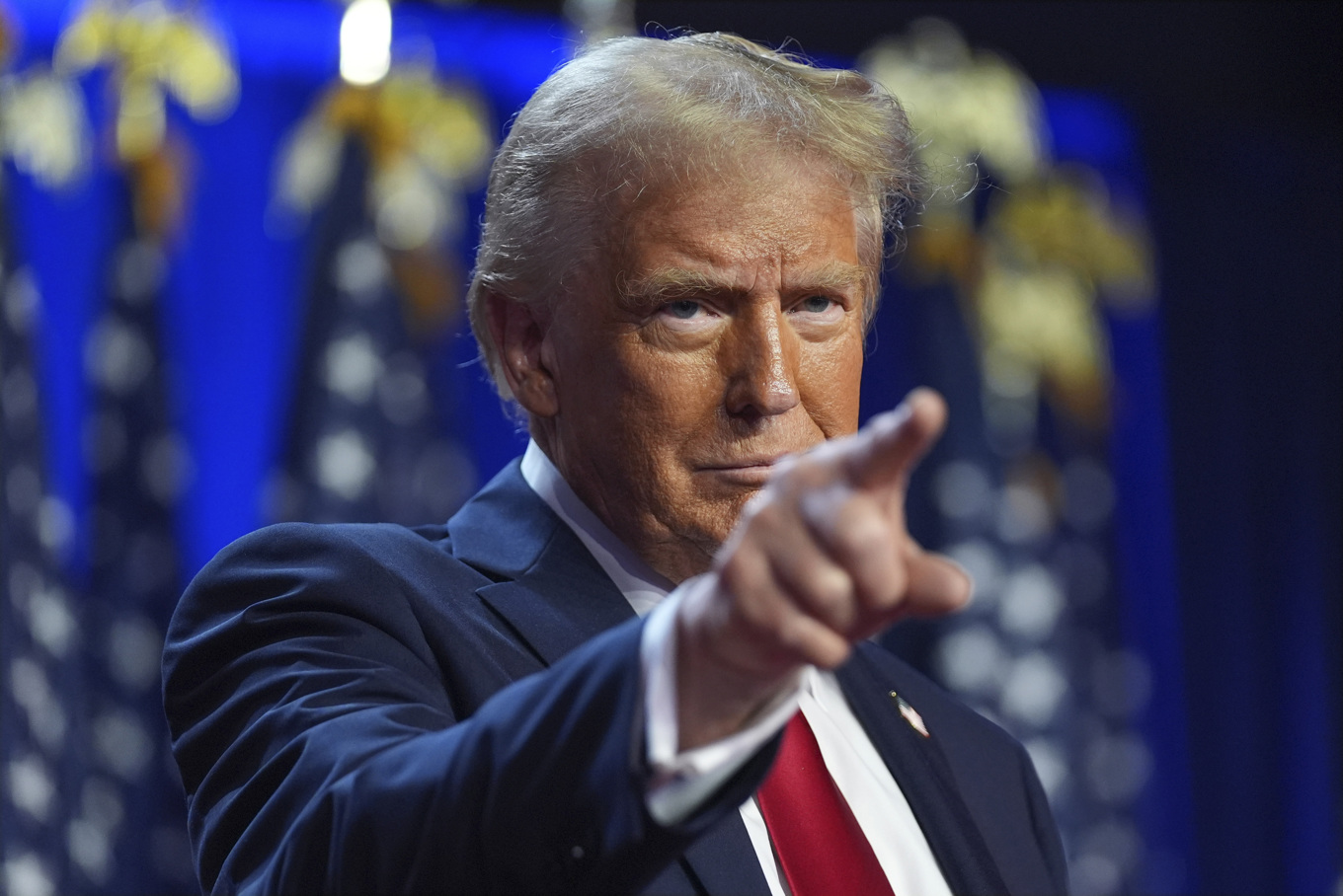USA:s tillträdande president Donald Trump efter sin valseger. Foto: Evan Vucci/AP/TT