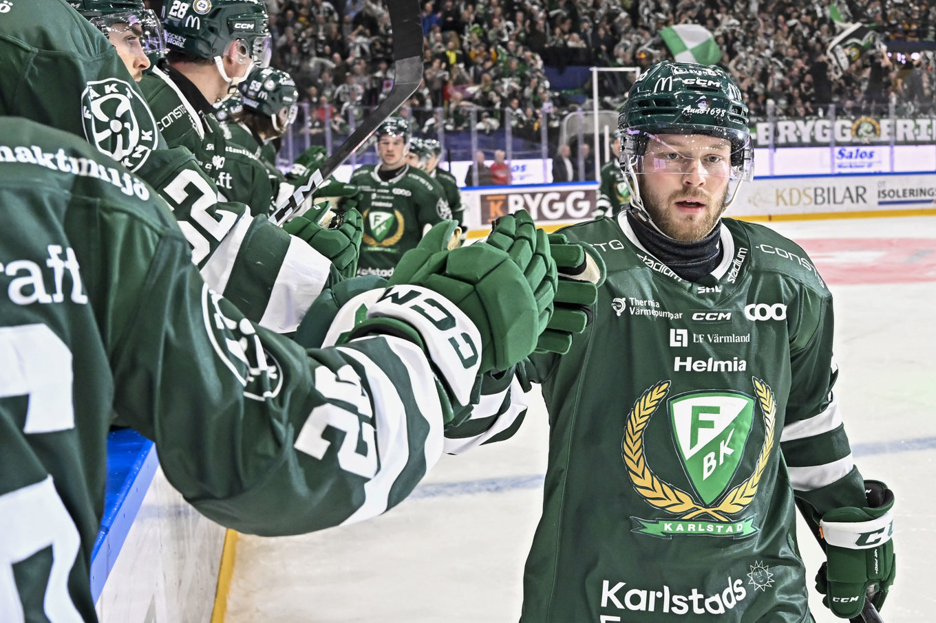 Axel Bergkvist blev segerskytt för Färjestad i första CHL-åttondelen mot Tappara. Arkivbild. Foto: Tommy Pedersen/TT