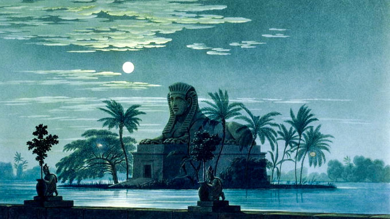 Utsnitt ur Karl Friedrich Schinkels scenografi för andra akten i Berlin 1815. Foto: Public Domain