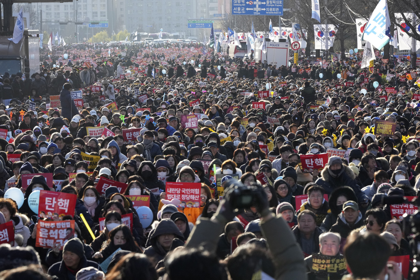 Demonstrationer i Seoul i helgen. Foto: Lee Jin-man/AP/TT