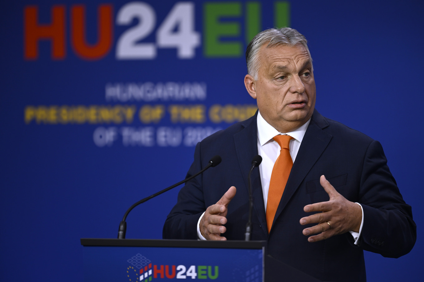 Ungerns premiärminister Viktor Orbán under ett EU-möte i Budapest i november. Foto: Denes Erdos/AP/TT