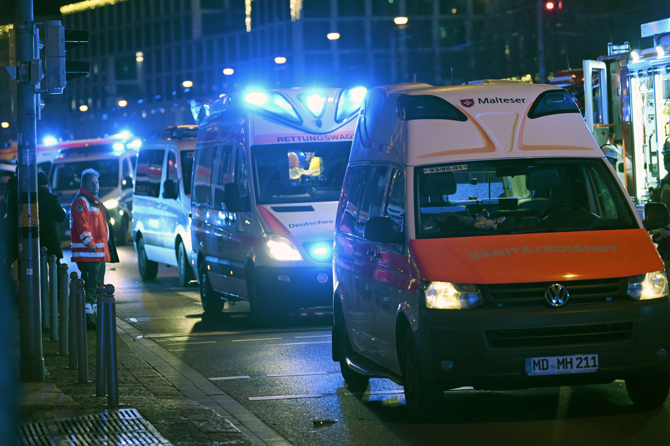 Räddningsinsatsen efter händelsen i Magdeburg. Foto: Heiko Rebsch/DPA/AP/TT