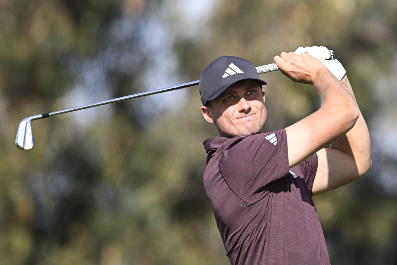 Ludvig Åberg under första rundan av PGA-tourtävlingen i San Diego. Foto: Denis Poroy/AP/TT