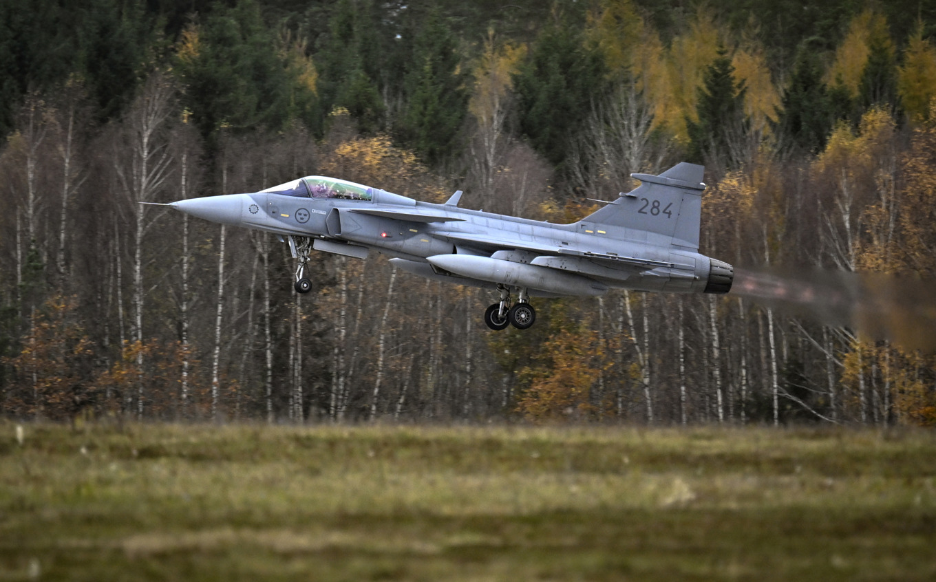 En JAS 39C Gripen startar för en uppvisning på F17 i Ronneby. Arkivbild. Foto: Johan Nilsson/TT