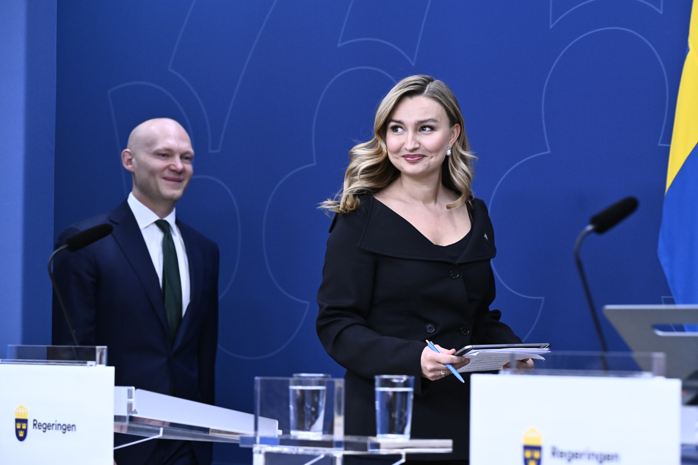 Finansmarknadsminister Niklas Wykman (M) och energi- och näringsminister Ebba Busch (KD). Foto: Christine Olsson/TT