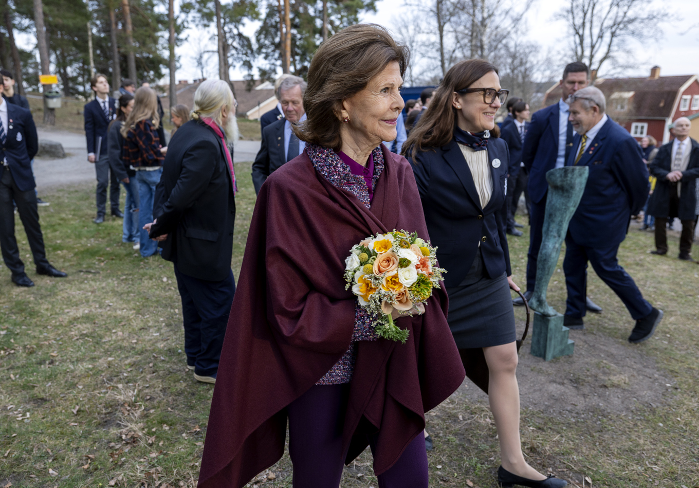 Drottning Silvia vid Sigtunaskolan Humanistiska Läroverkets (SSHL) 100-årsjubileum i Sigtuna i helgen. Foto: Stefan Jerrevång/TT