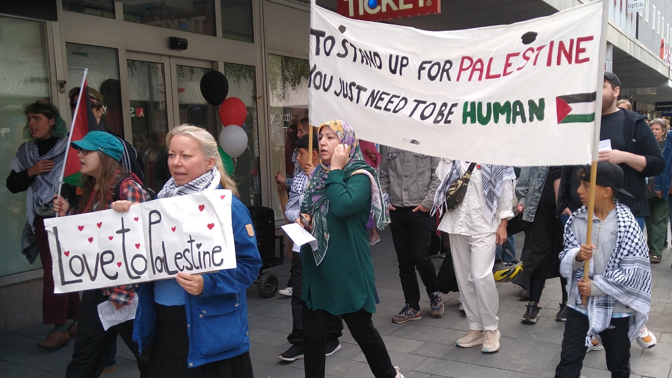 En propalestinsk demonstration i Umeå den 15 juni 2024. Foto: Eva Sagerfors