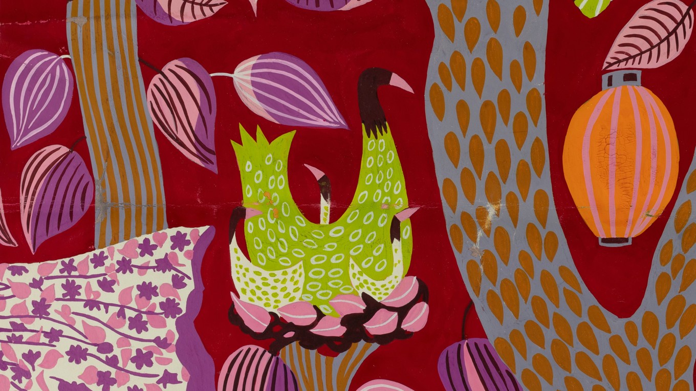 Skiss till textil av Stig Lindberg. Foto: Designarkivet