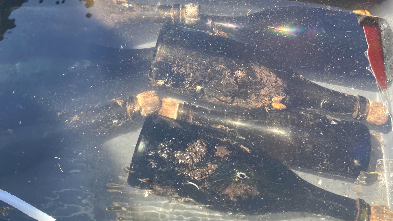 Bärgade champagneflaskor. Foto: Pressbild