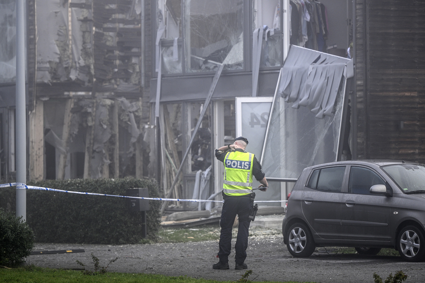 Explosionen i Fullerö utanför Uppsala den 28 september 2023 orsakade omfattade skador i området och dödade en 24-årig kvinna som låg och sov i ett av husen. Foto: Anders Wiklund/TT