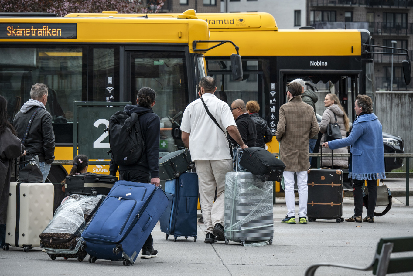 Ersättningsbussar kör mellan Hyllie i Malmö och Kastrup, Köpenhamns flygplats. Foto: Johan Nilsson / TT