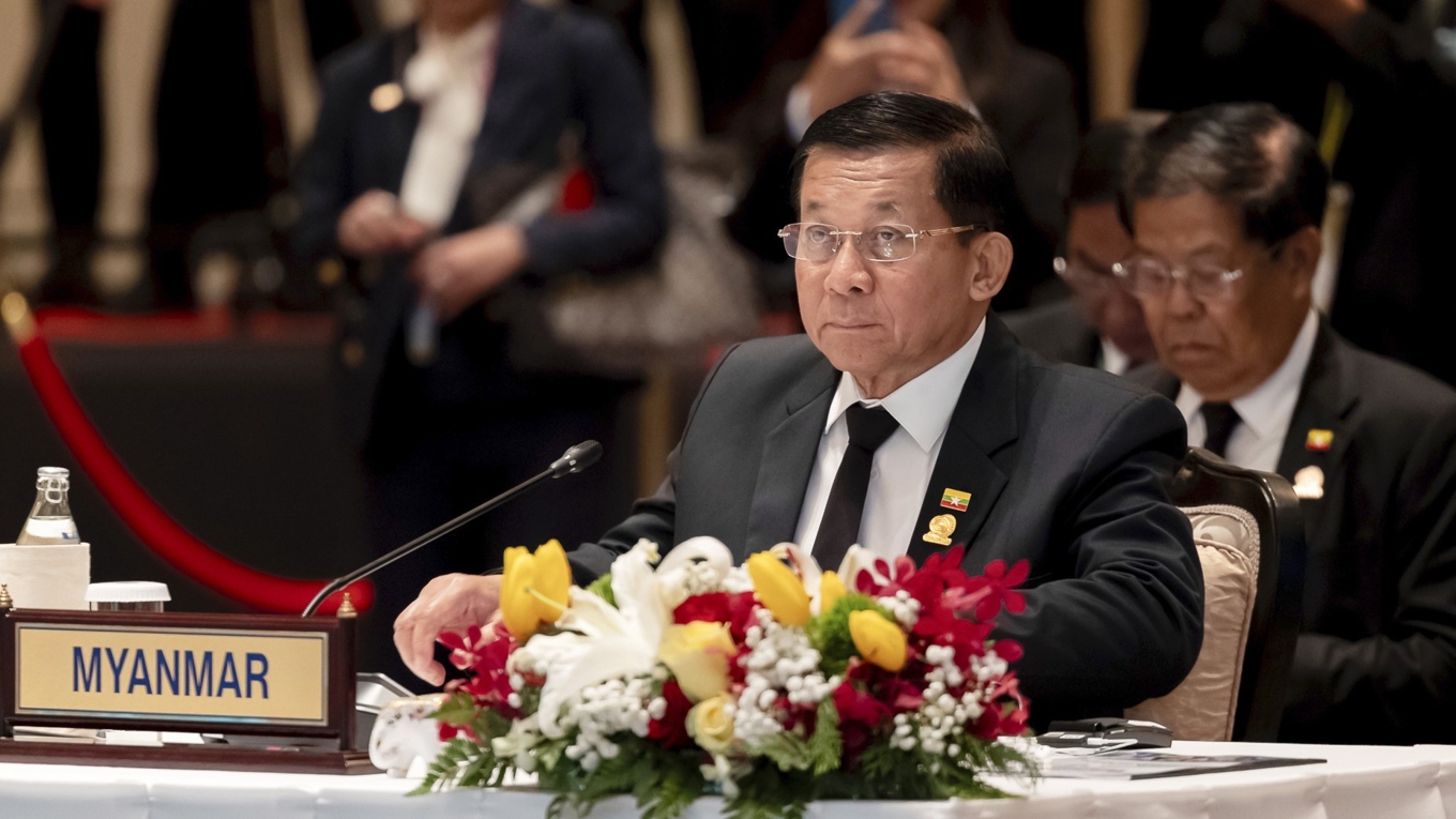 Myanmars juntaledare Min Aung Hlaing. Arkivbild. Foto: Thailands utrikesdepartement via AP/TT