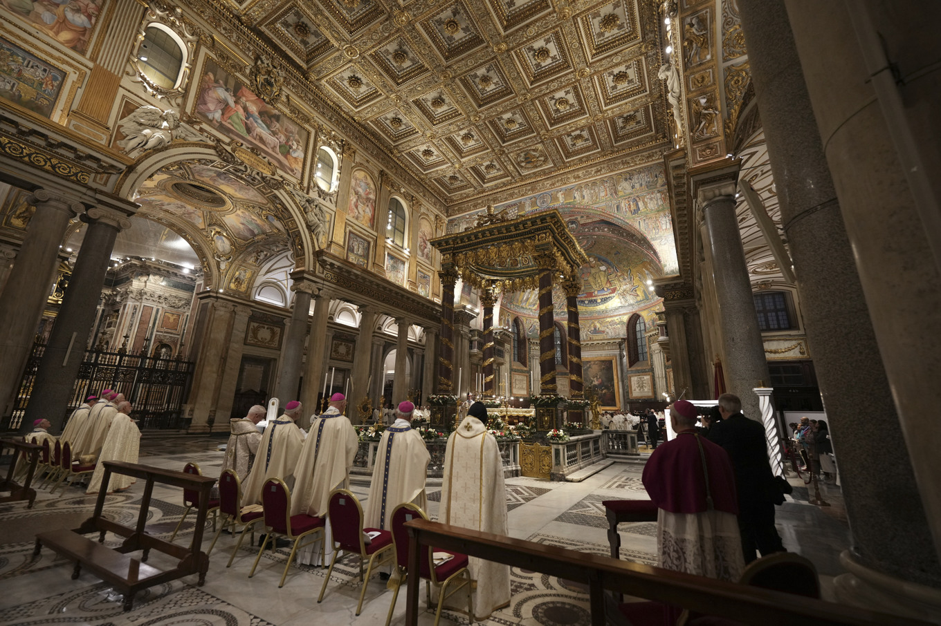 Basilikan Santa Maria Maggiore i Rom, där påve Franciskus har önskat att bli begravd. Arkivbild från i januari. Foto: Andrew Medichini/AP/TT
