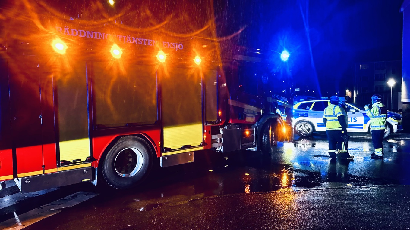 Någonting exploderade i centrala Eksjö på onsdagskvällen. Foto: Mikael Fritzon/TT