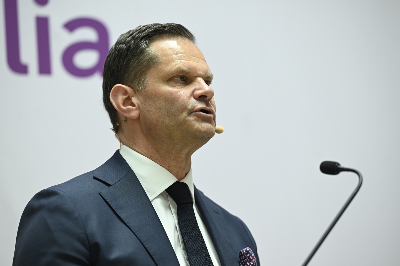 Kvartalsrapport från Telia, med vd Patrik Hofbauer. Arkivbild. Foto: Fredrik Sandberg/TT