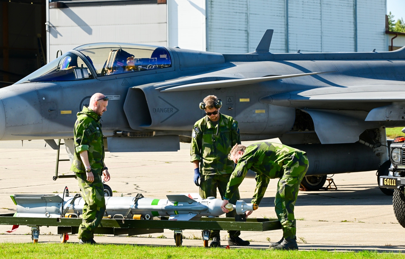 Ett Gripen-plan som tillverkas av Saab. Arkivbild. Foto: Jonas Ekströmer / TT